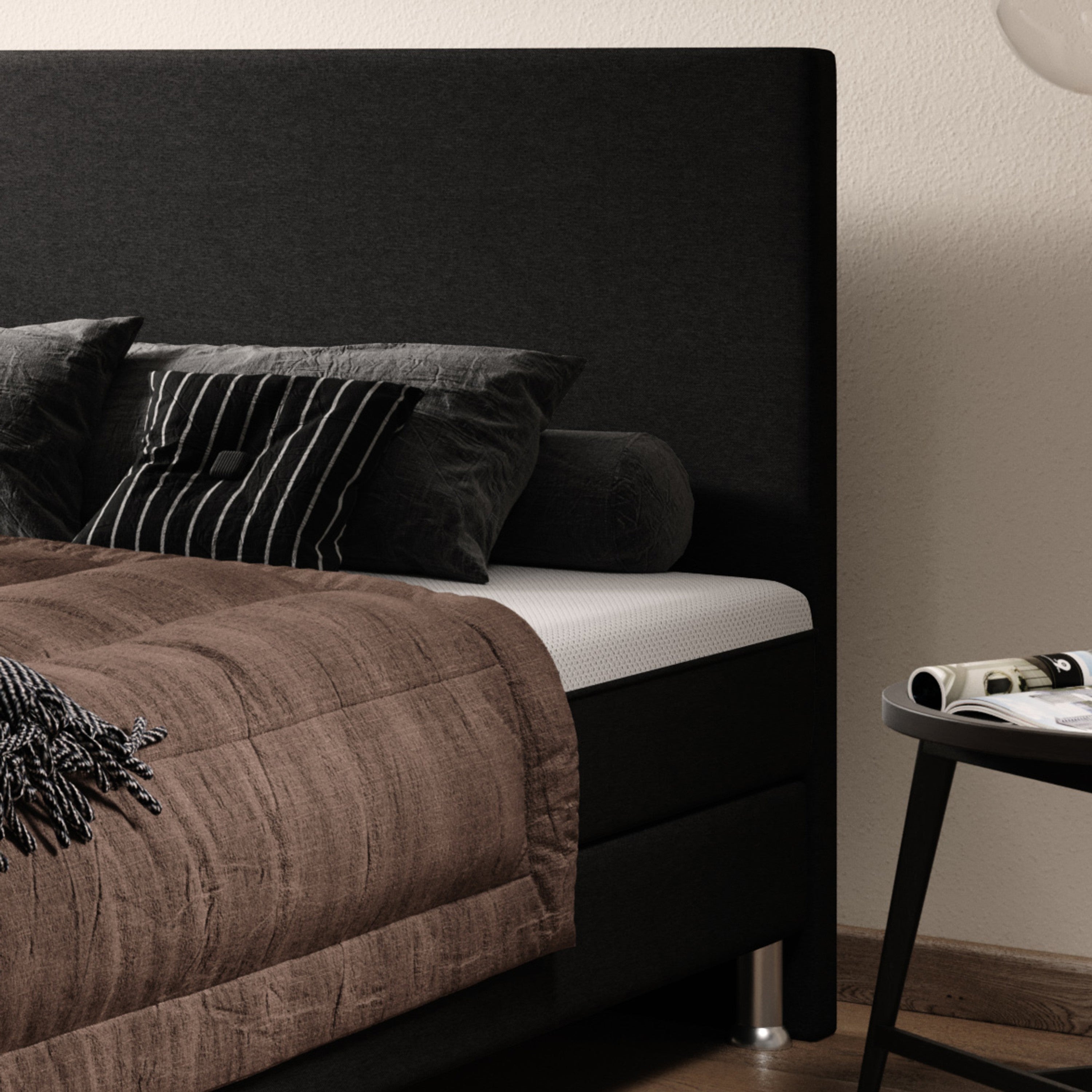 Boxspringbett Sunny Plus 180x200 Webstoff Schwarz - Interbed