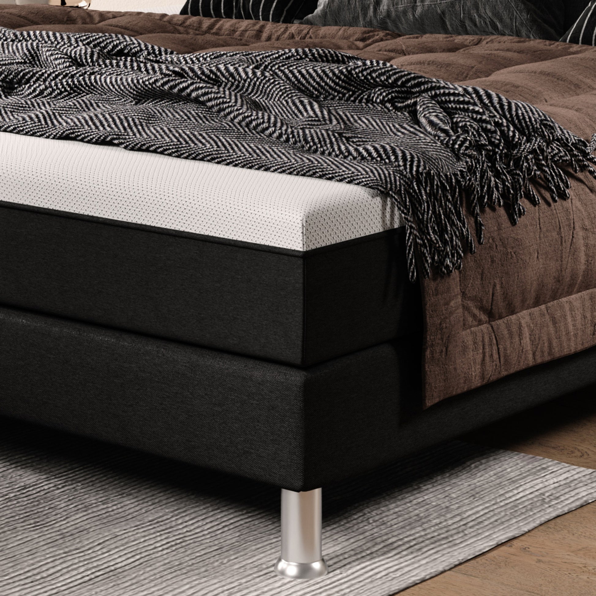 Boxspringbett Sunny Plus 180x200 Webstoff Schwarz - Interbed