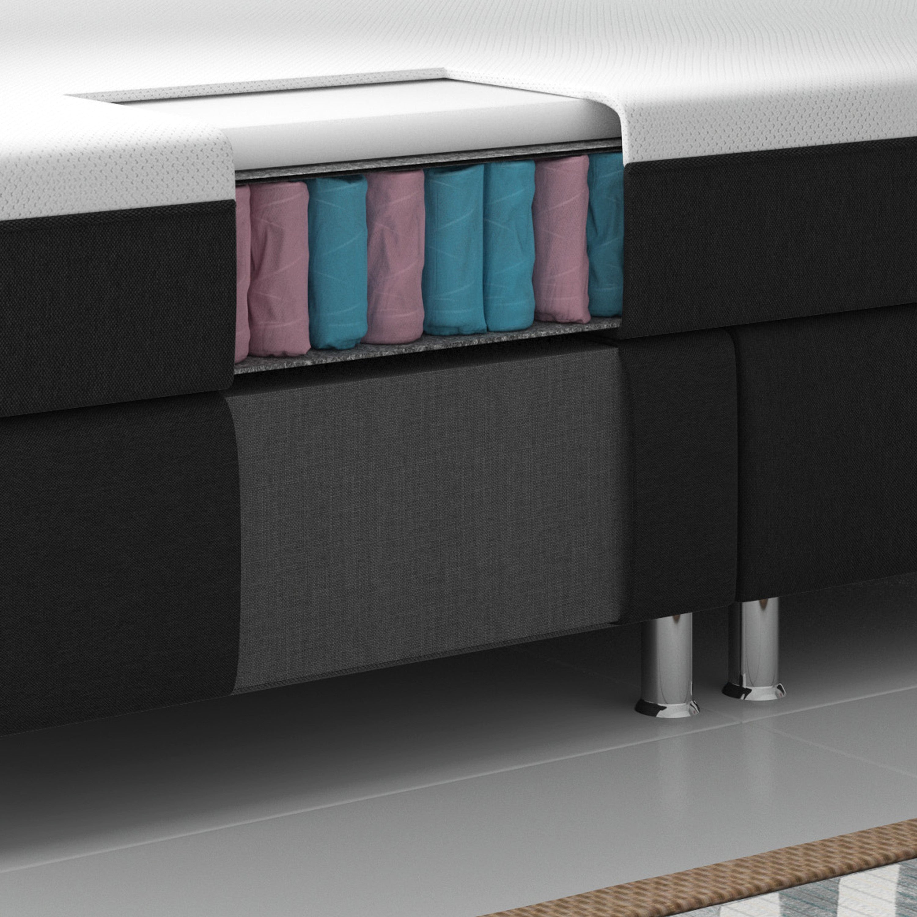 Boxspringbett Sunny Plus 180x200 Webstoff Schwarz - Interbed