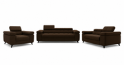 Exklusives Sofa-Set Utah Braun Samt | 3-Sitzer mit Bettfunktion, 2-Sitzer & Sessel | Verstellbare Kopfstützen