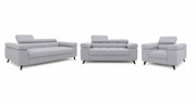 Exklusives Sofa-Set Utah Silbergrau Samt | 3-Sitzer mit Bettfunktion, 2-Sitzer & Sessel | Verstellbare Kopfstützen