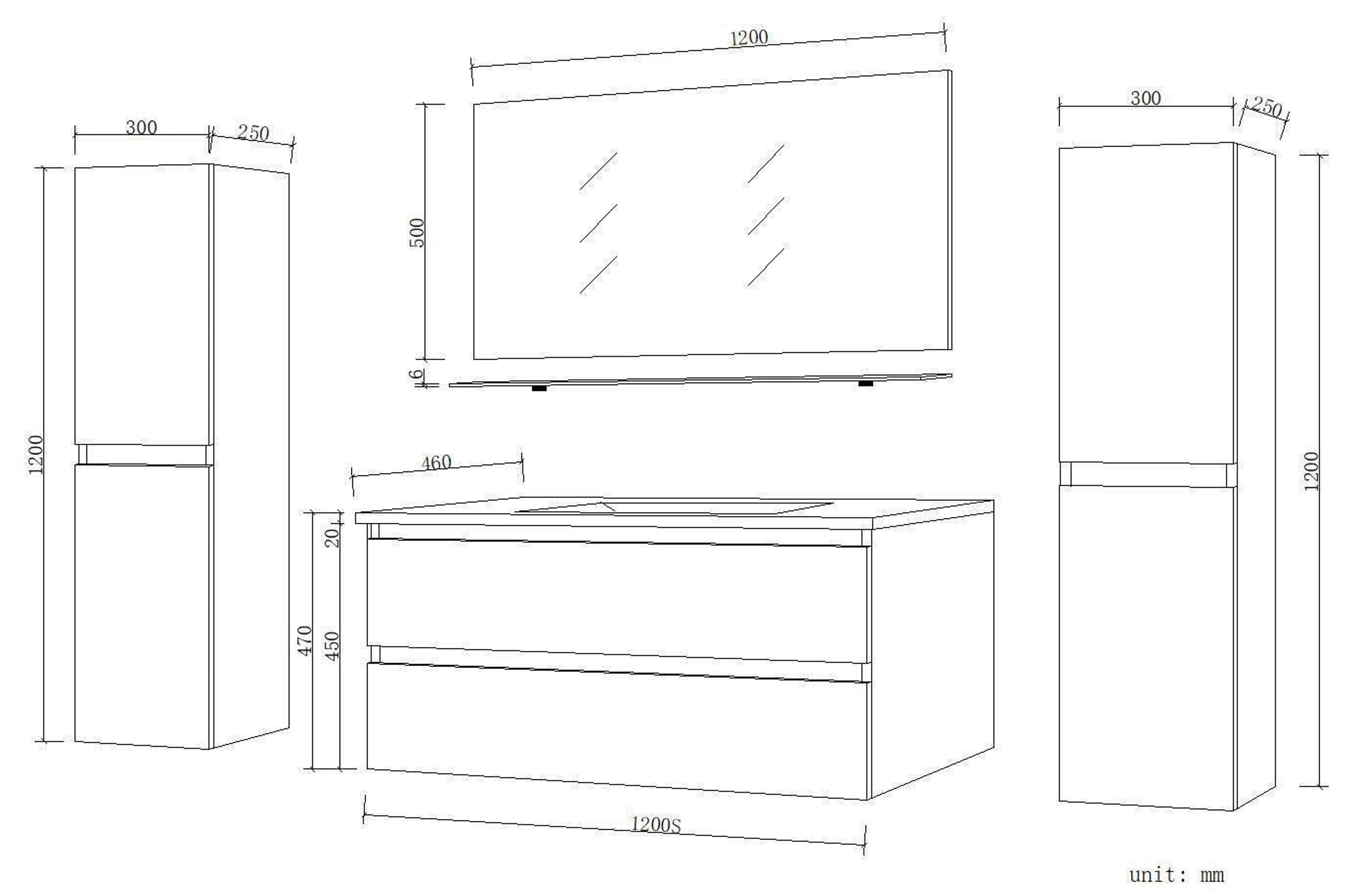 Badmöbel Set Kairo 4-teilig 120 cm Schwarz  - Interbed