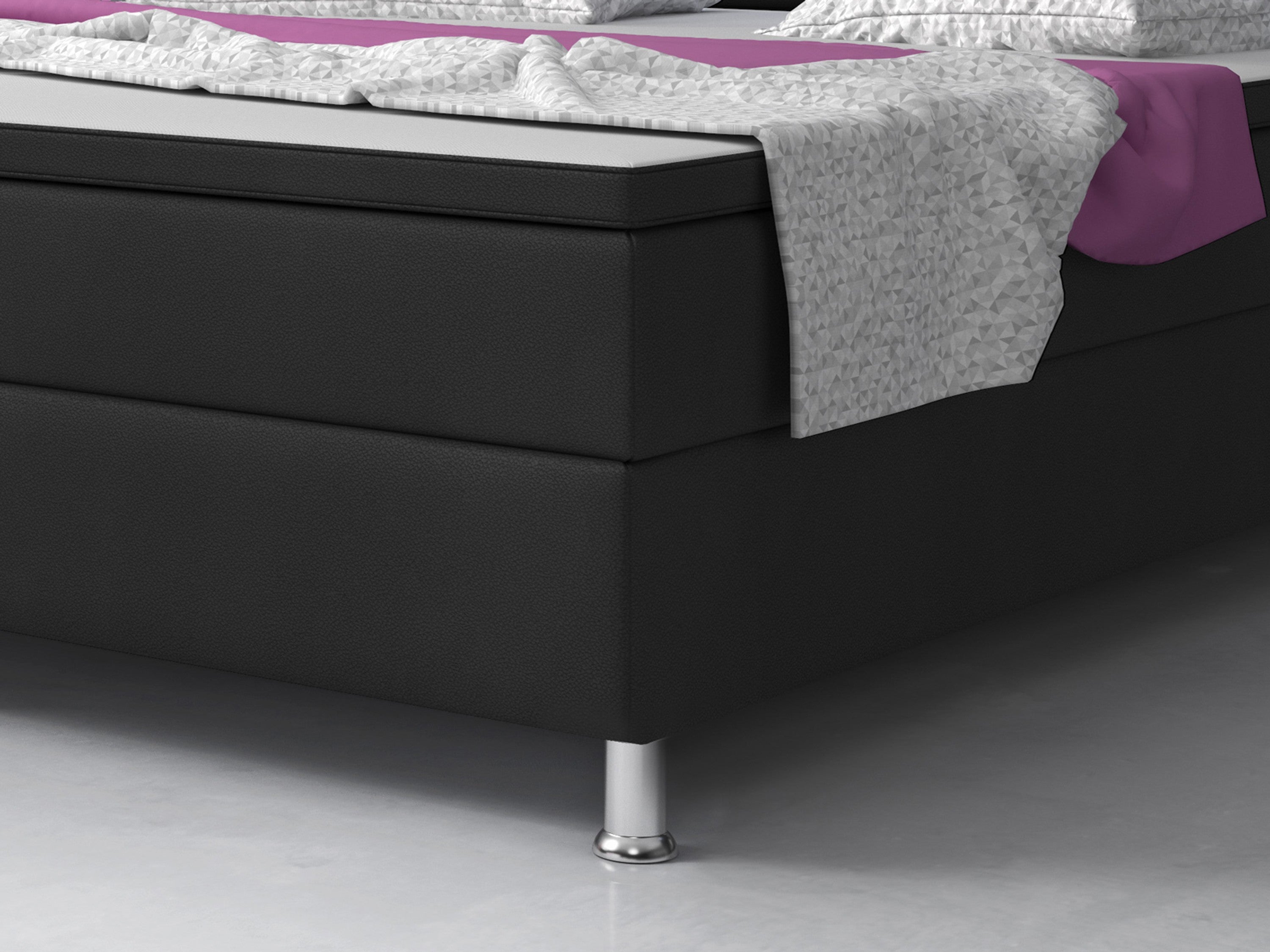Boxspringbett Milano 180x200 Kunstleder Schwarz TYP 3 - Interbed