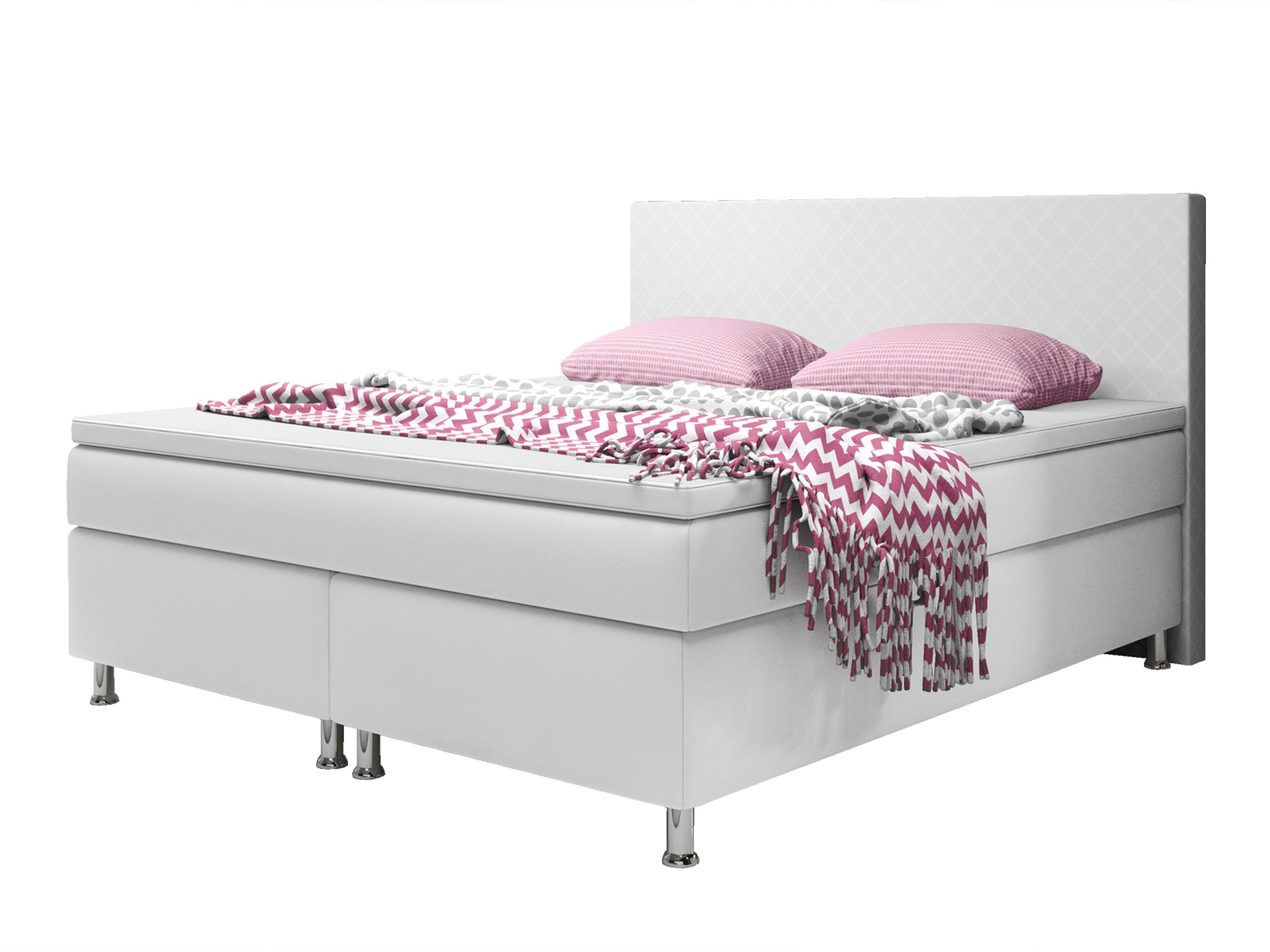 Boxspringbett M1 180x200 cm Kunstleder Weiß