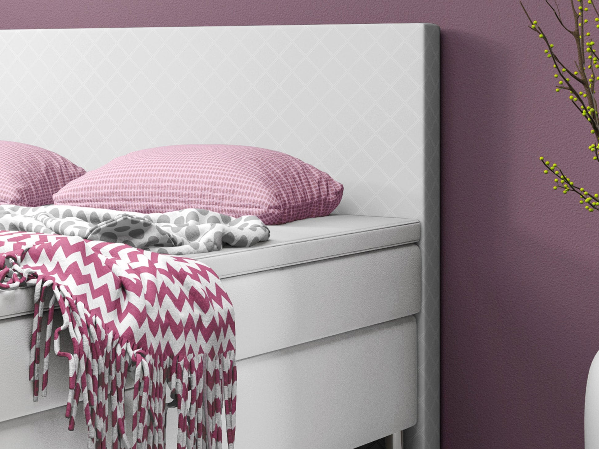 Boxspringbett Madrid 180x200 cm Kunstleder Weiß - Interbed