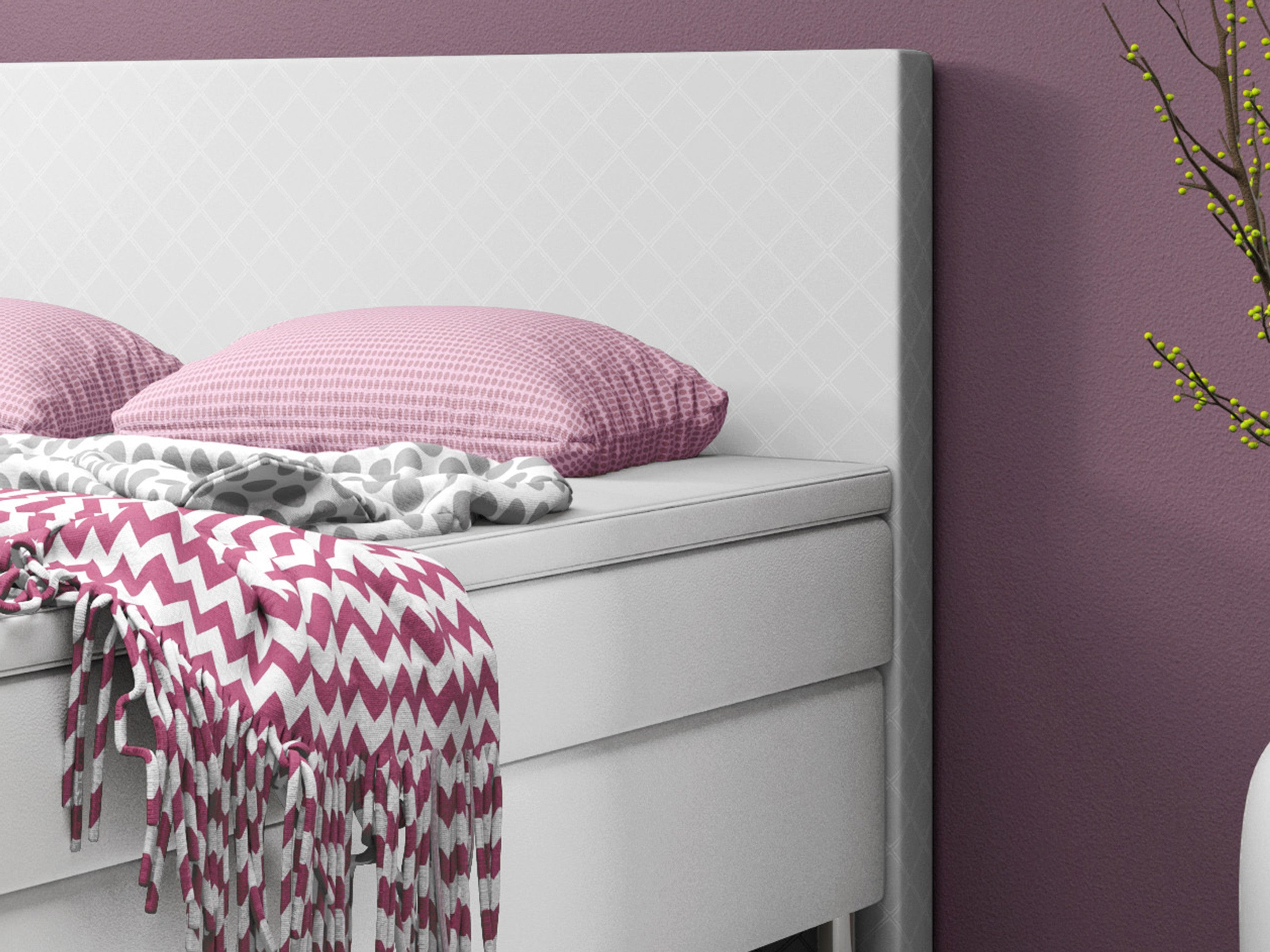 Boxspringbett Madrid 180x200 cm Kunstleder Weiß - Interbed