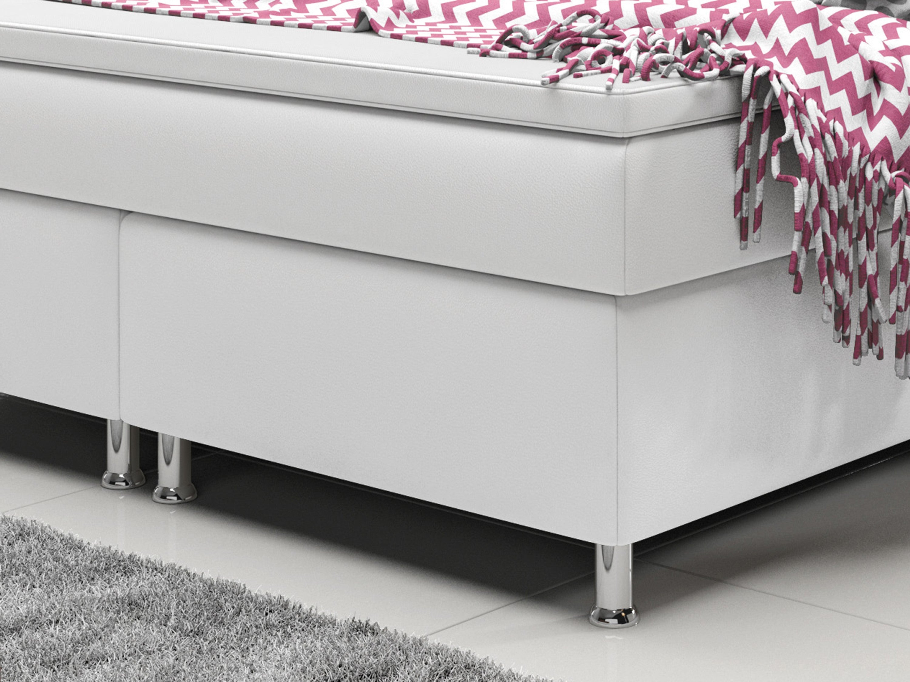 Boxspringbett M1 180x200 cm Kunstleder Weiß