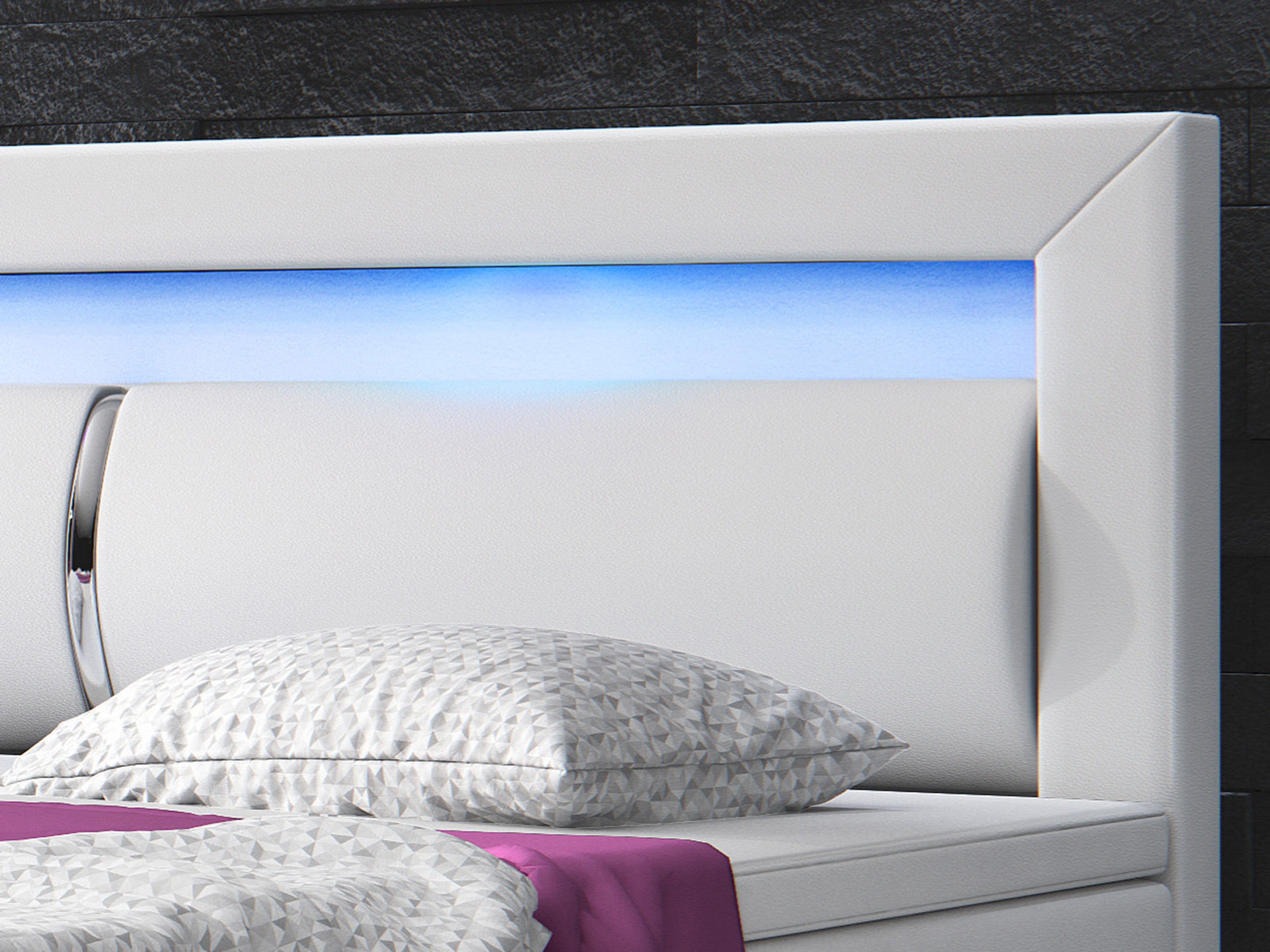 Boxspringbett Milano 180x200 cm Kunstleder Weiß - Interbed