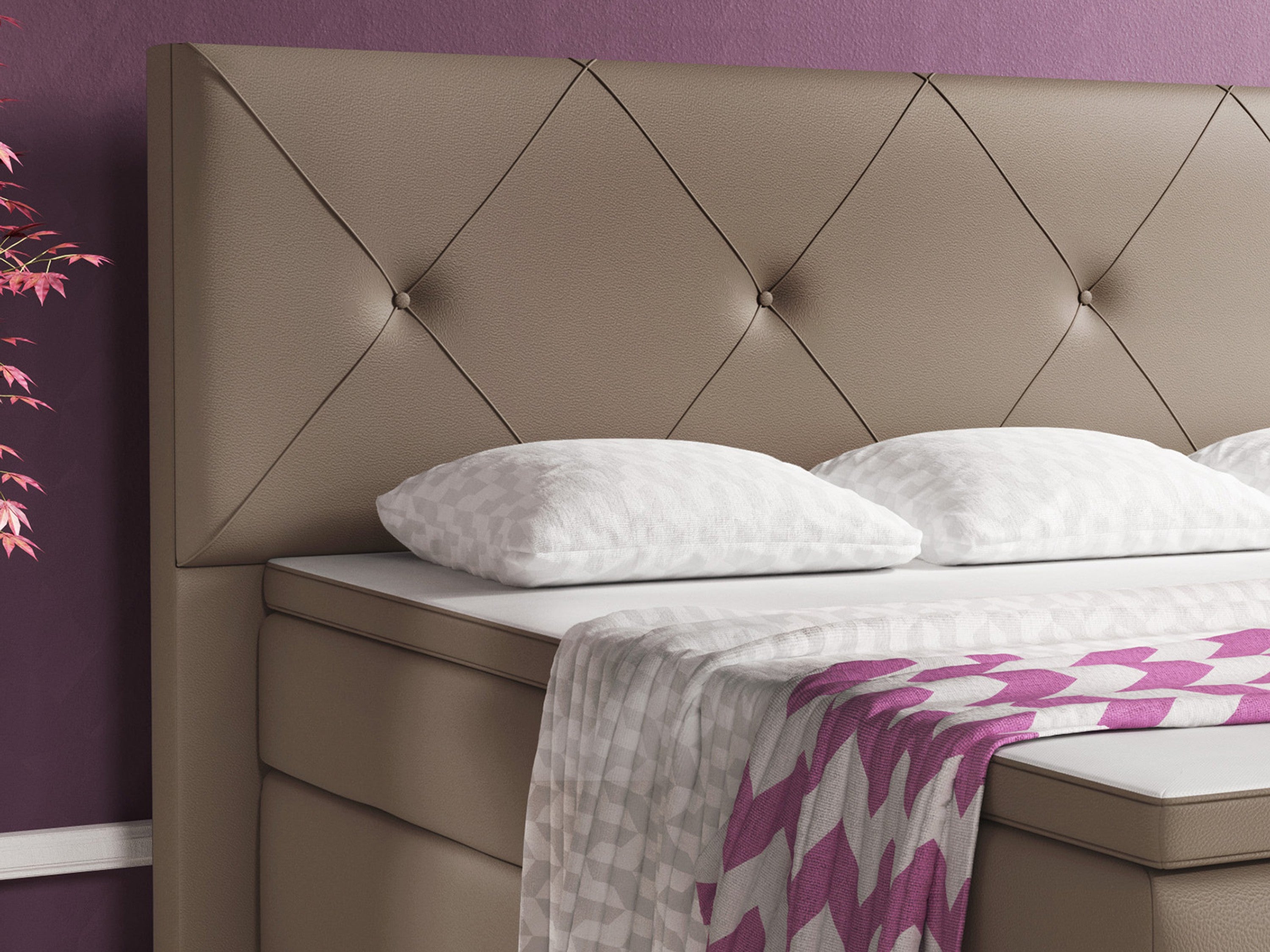 Boxspringbett Oxford 180x200 cm Kunstleder Muddy - Interbed