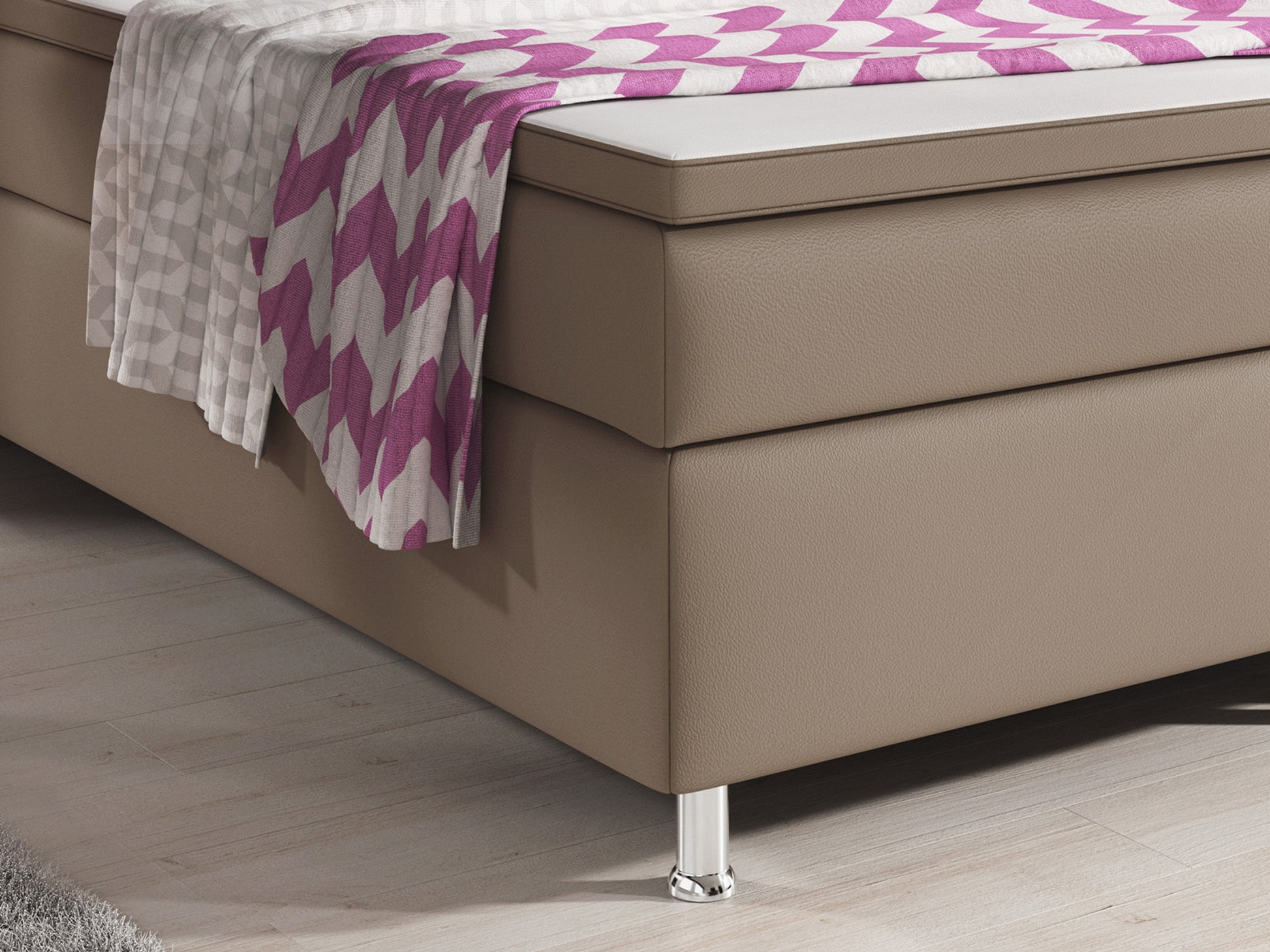 Boxspringbett Oxford 180x200 cm Kunstleder Muddy - Interbed
