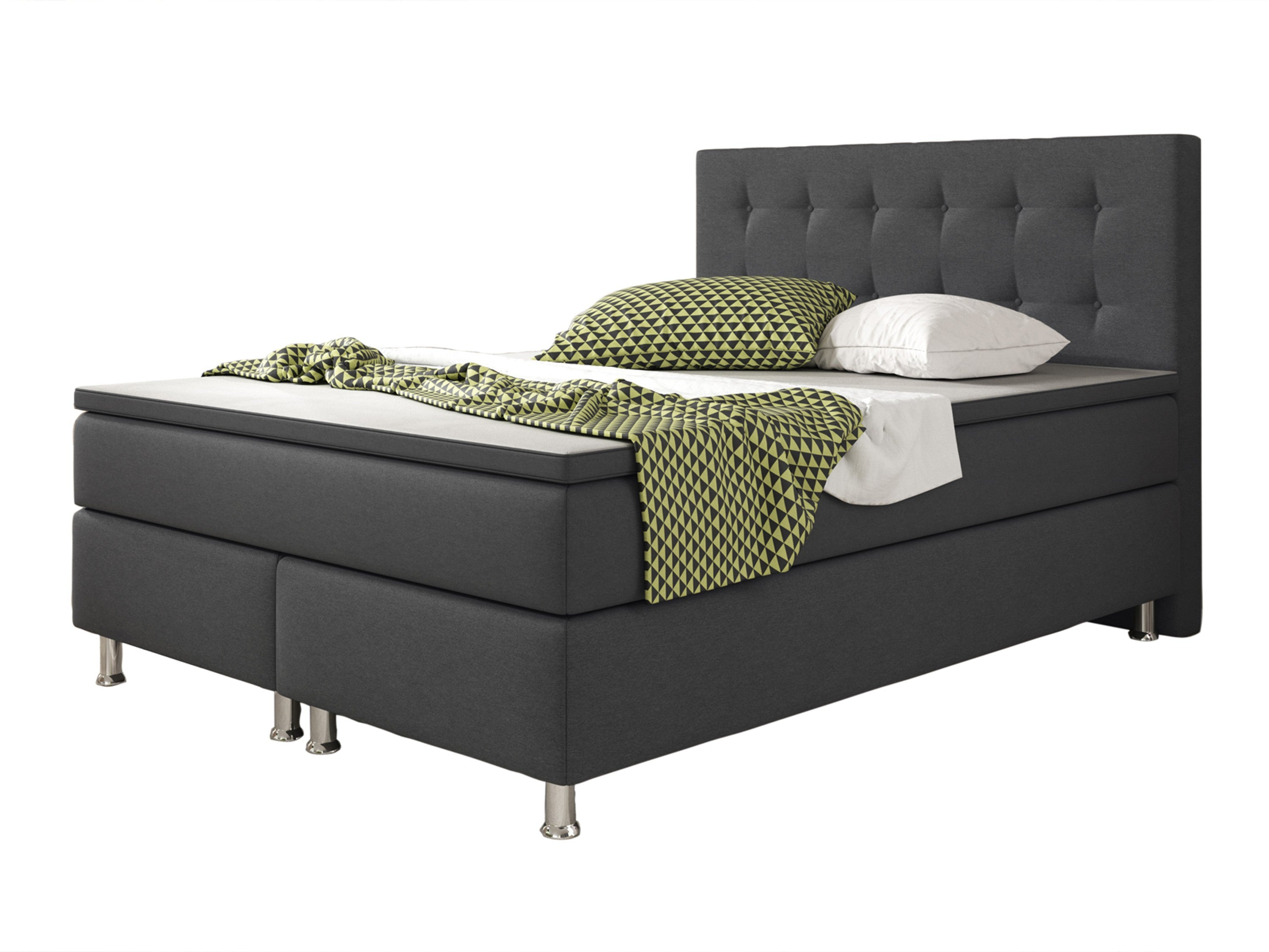 Boxspringbett Köln 140x200 Webstoff Anthrazit - Interbed