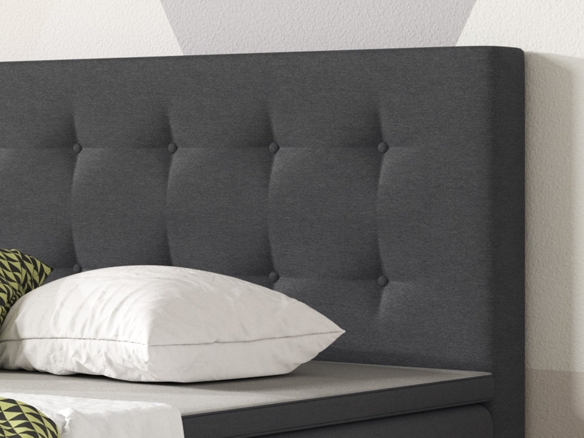 Boxspringbett KN003 140x200 cm Anthrazit – Webstoff, Bonellfederkern & Topper - Interbed
