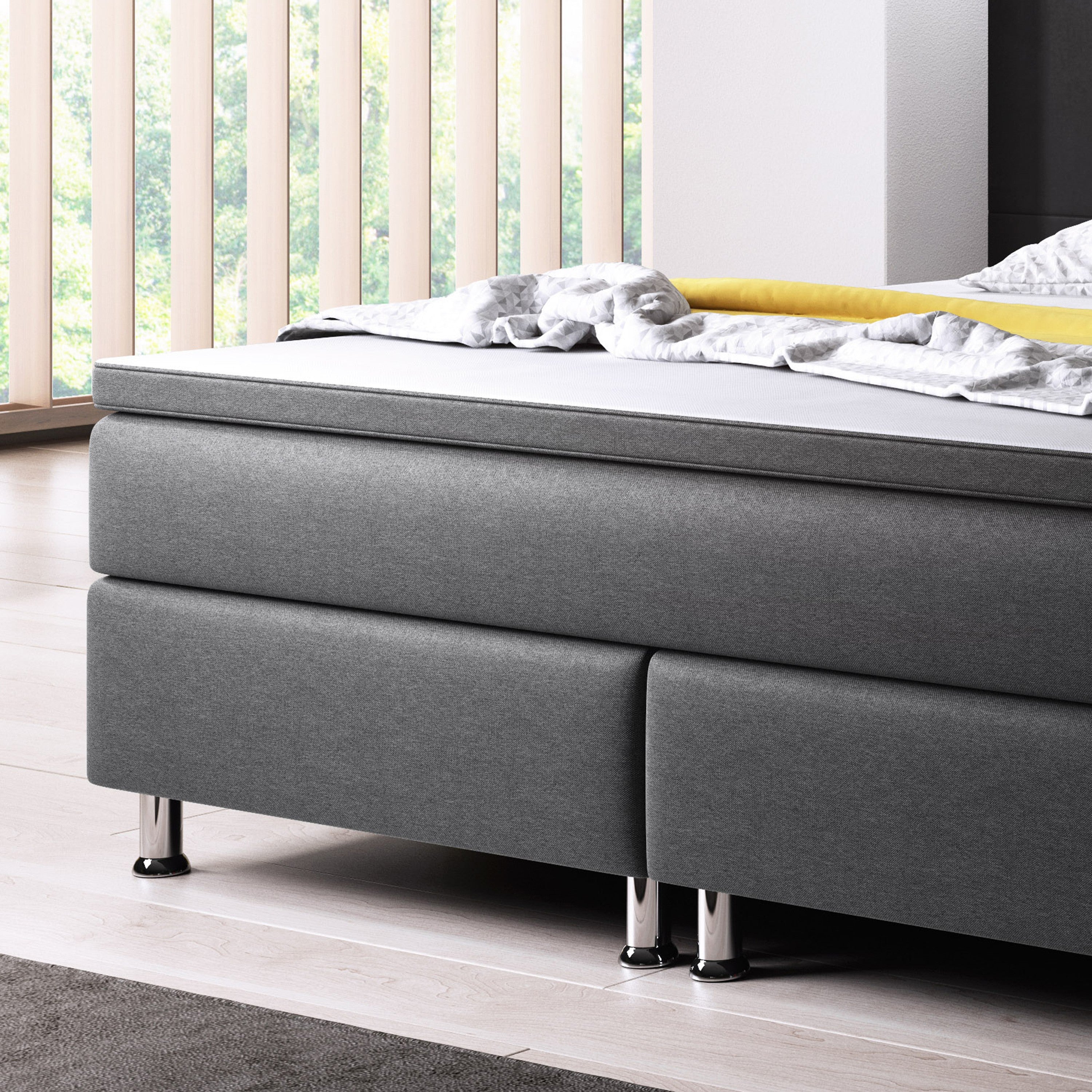 Boxspringbett Dallas 140x200 cm Webstoff Anthrazit