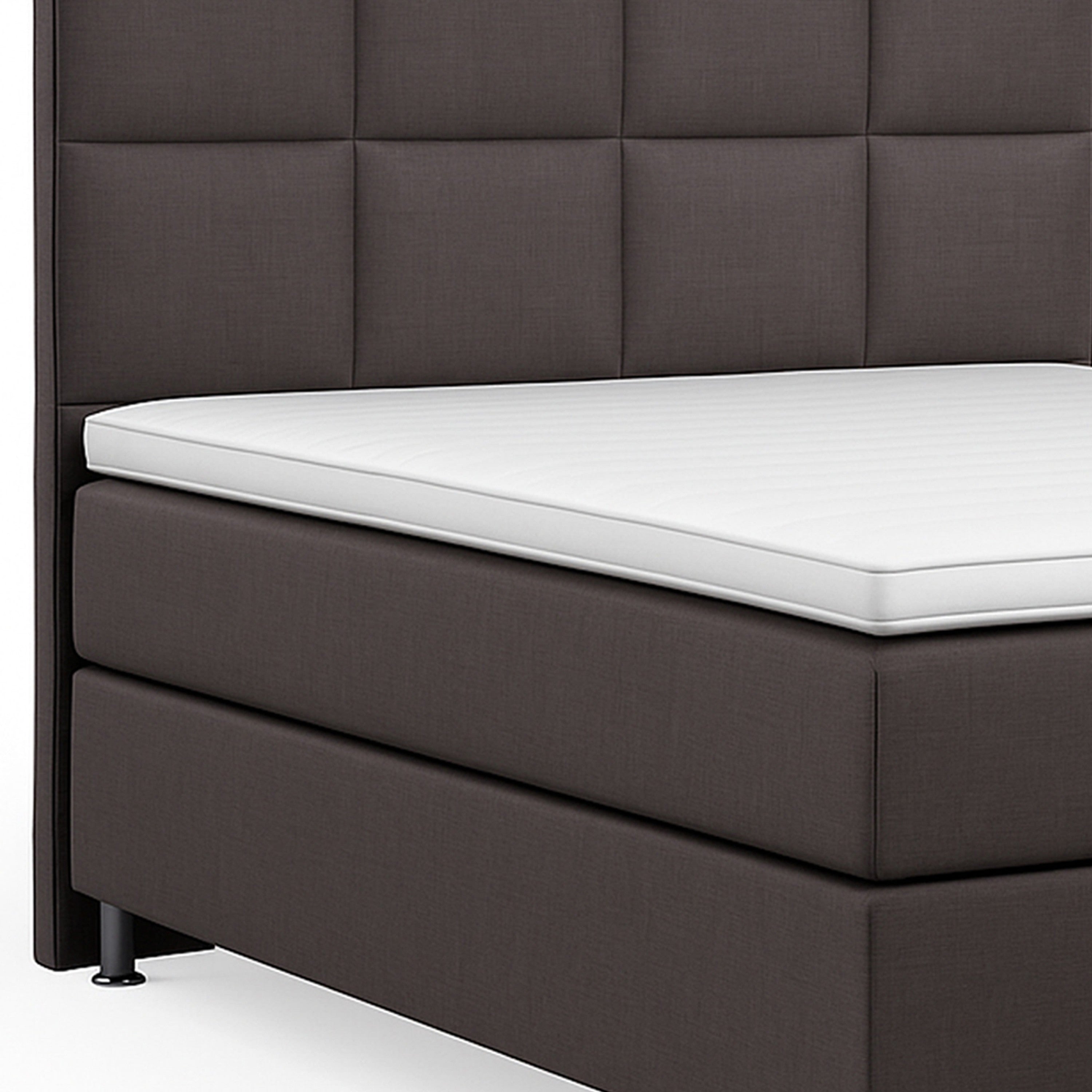Boxspringbett MIAMI 140x200 Anthrazit – 7‑Zonen Tonnentaschenfederkern & Visco‑Topper