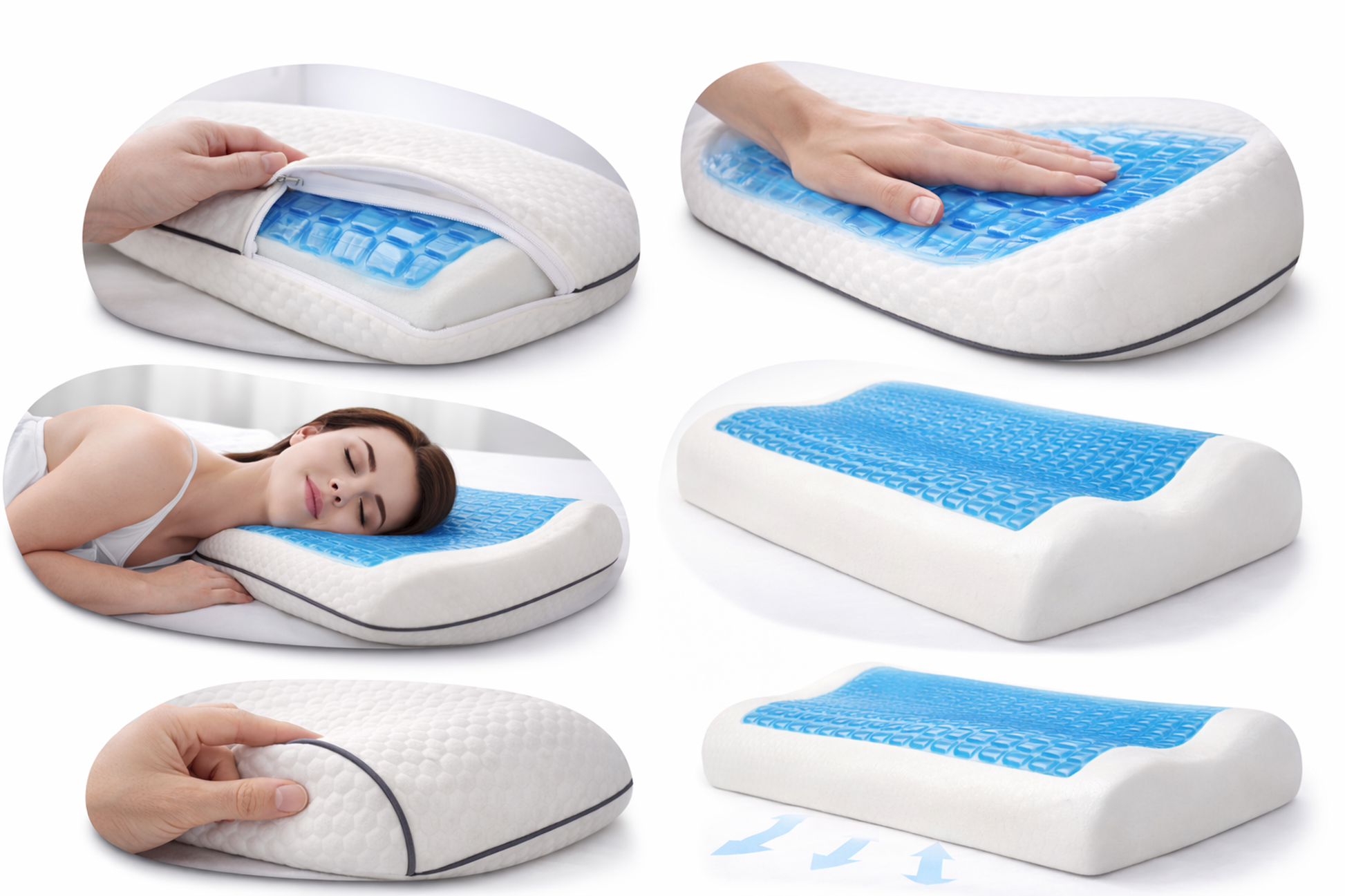Viscokissen mit Gel-Technologie mit Visco Nackenstützkissen 60×40×14/12 cm - Interbed
