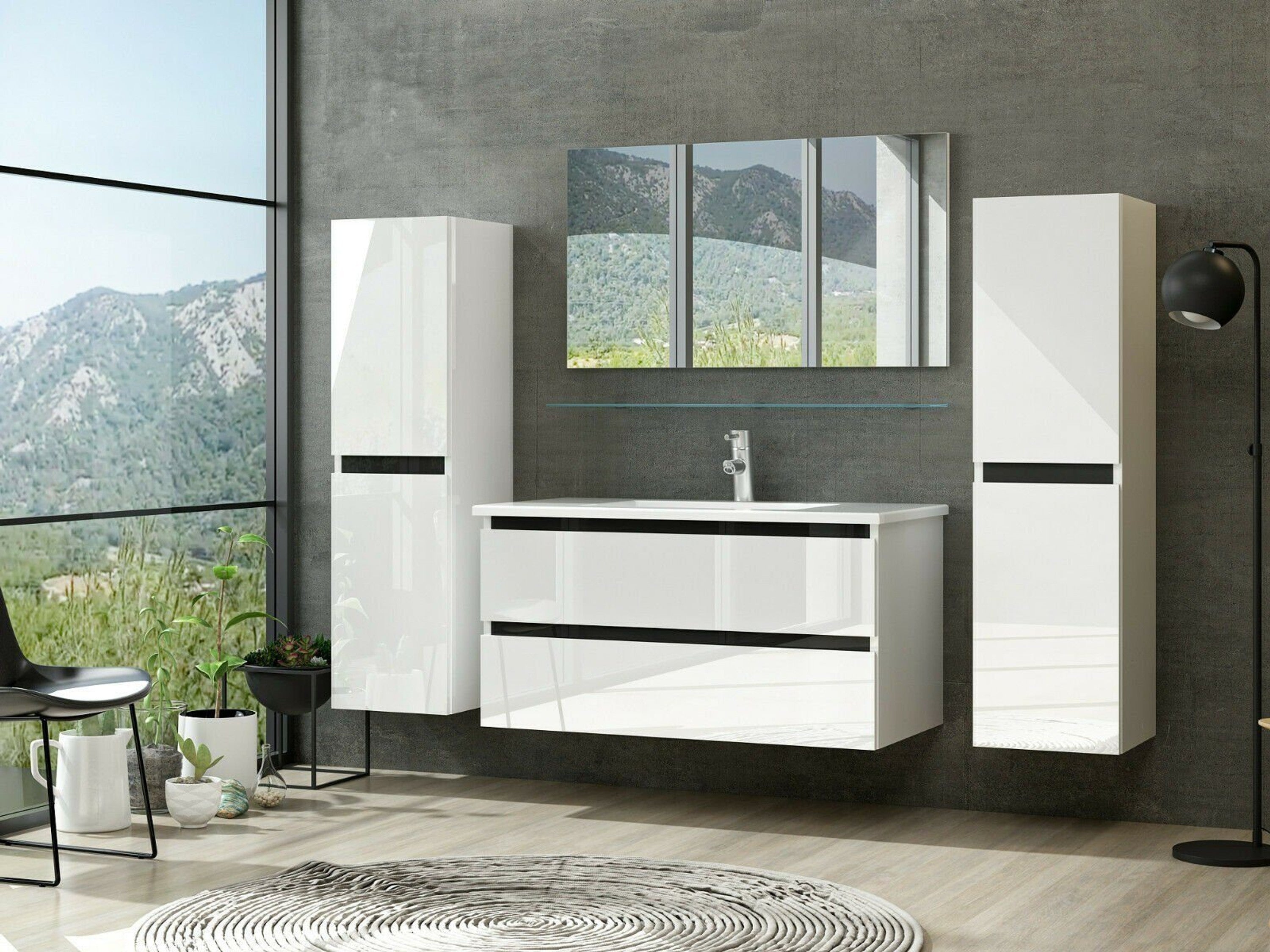 Badmöbel Set Kairo 4-teilig 60 cm Weiß - Interbed