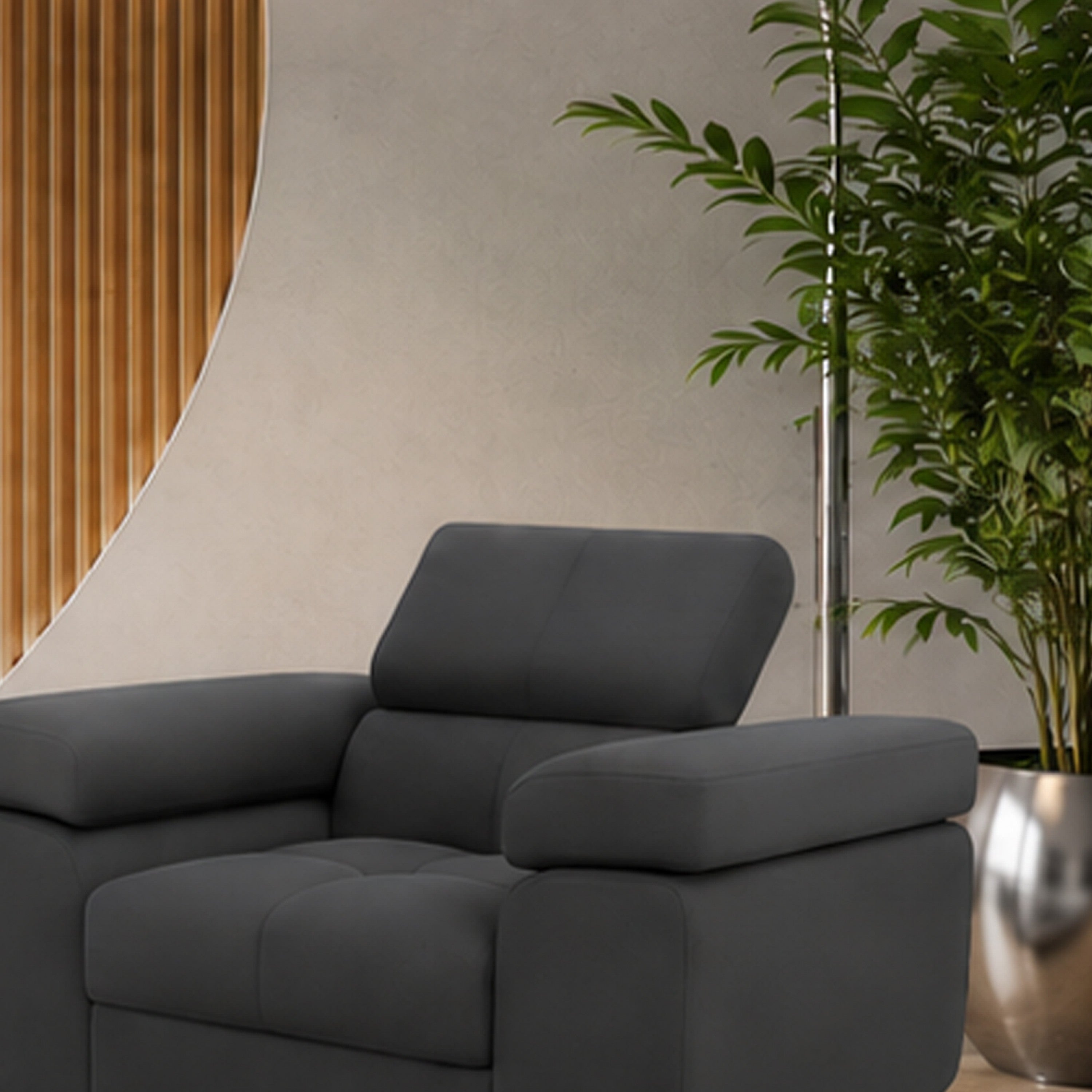 Exklusives Sofa-Set Utah Anthrazit Samt | 3-Sitzer mit Bettfunktion, 2-Sitzer & Sessel | Verstellbare Kopfstützen