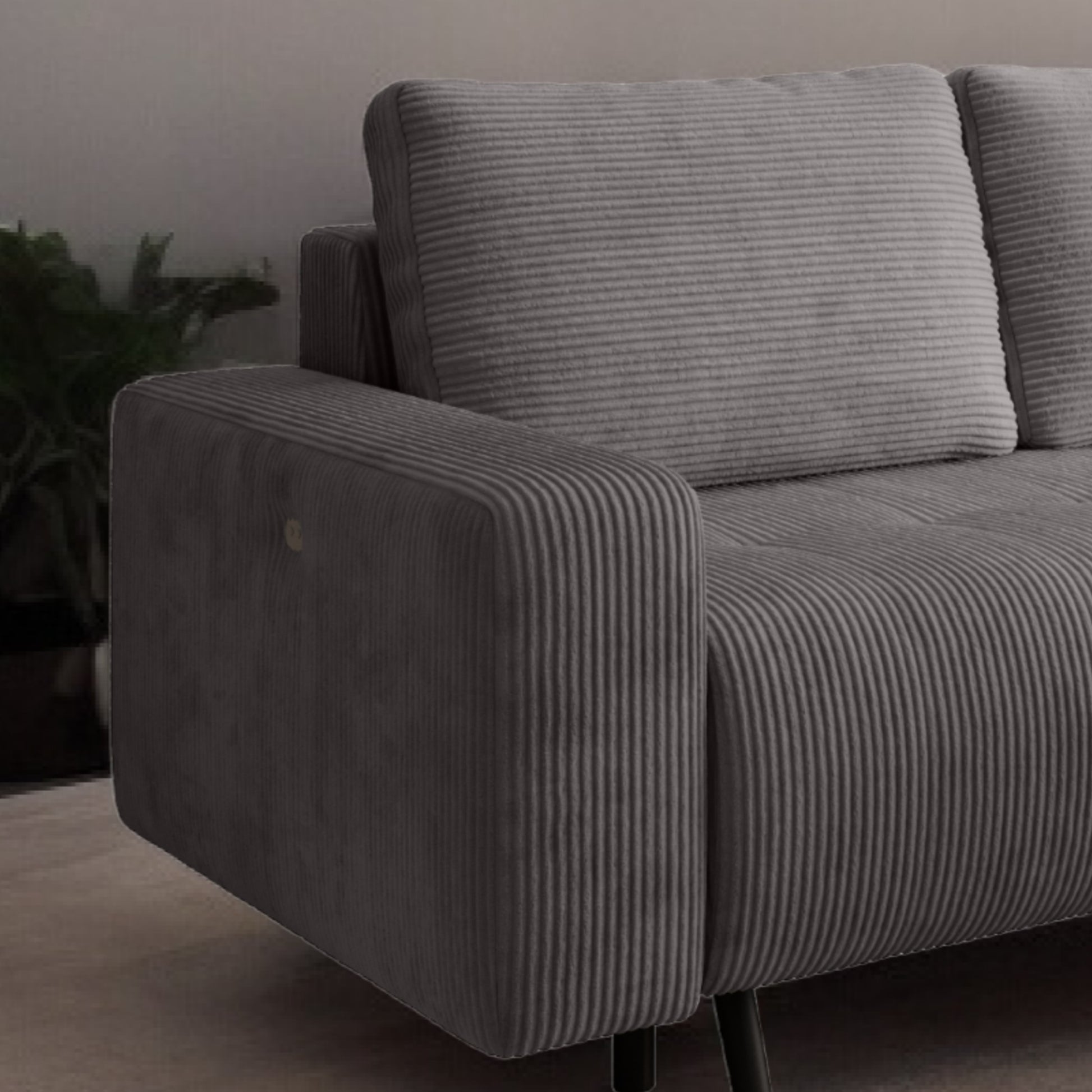 Wohnlandschaft Ecksofa IBIZA Cord Grau mit elektrischer Sitztiefenverstellung Bett Sofa Schlafsofa Ottomane links/rechts universell - Interbed