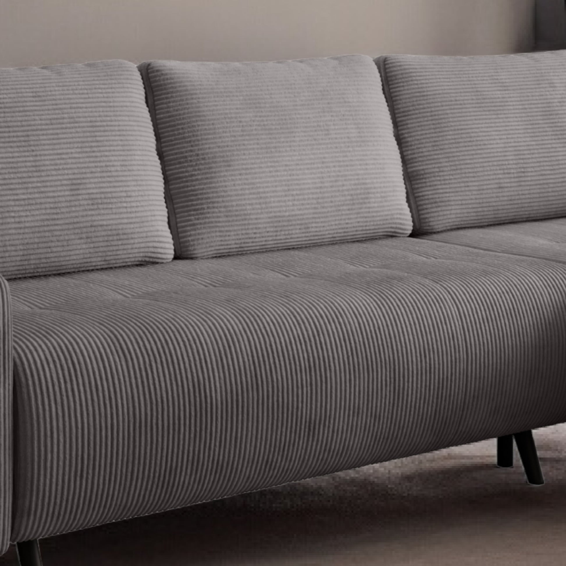 Wohnlandschaft Ecksofa IBIZA Cord Grau mit elektrischer Sitztiefenverstellung Bett Sofa Schlafsofa Ottomane links/rechts universell - Interbed