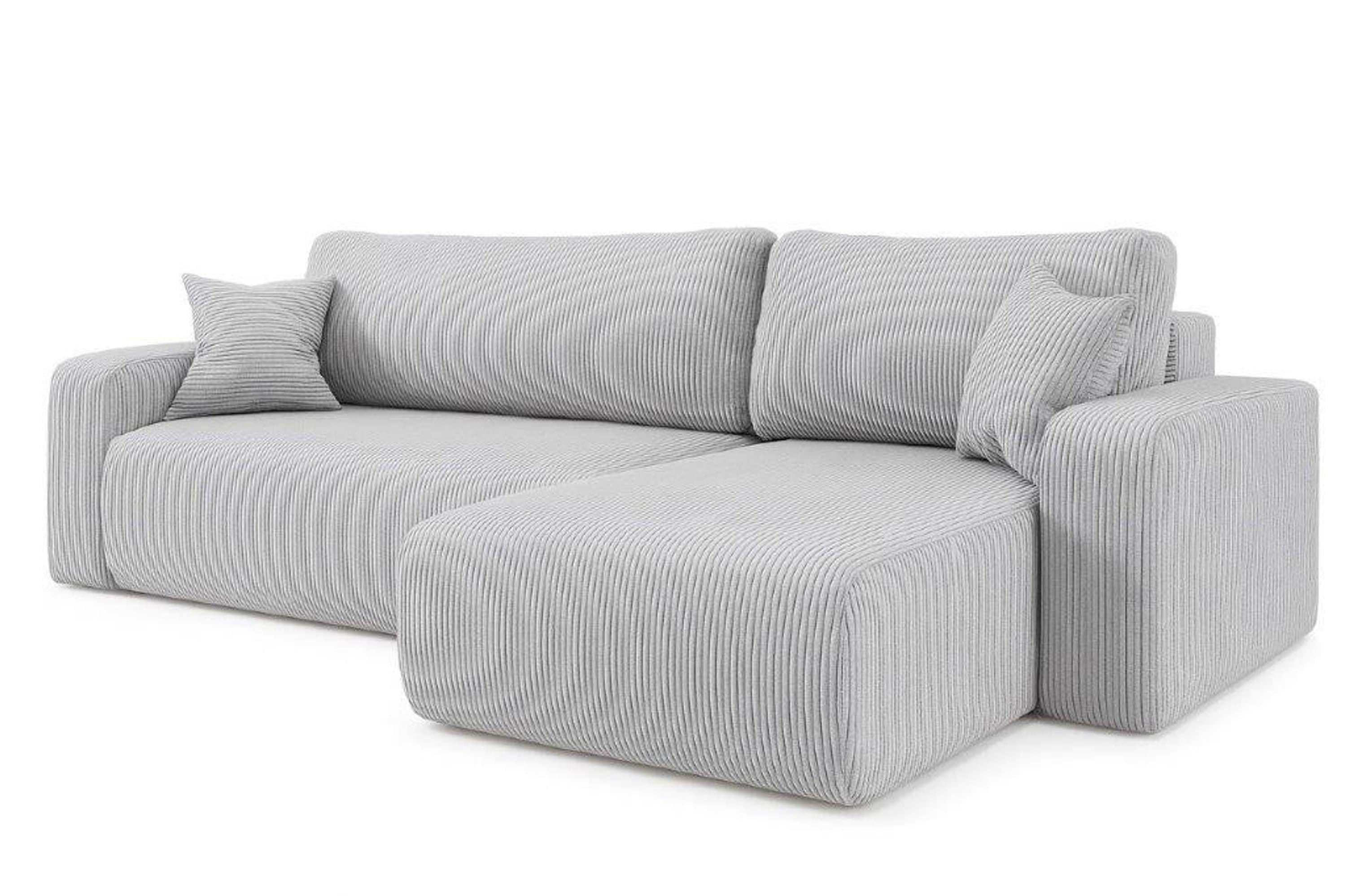 Ecksofa Austin 244x145 cm Cord Silbergrau Poso 110 - Interbed