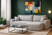 Ecksofa Austin 244x145 cm Cord Silbergrau Poso 110 - Interbed