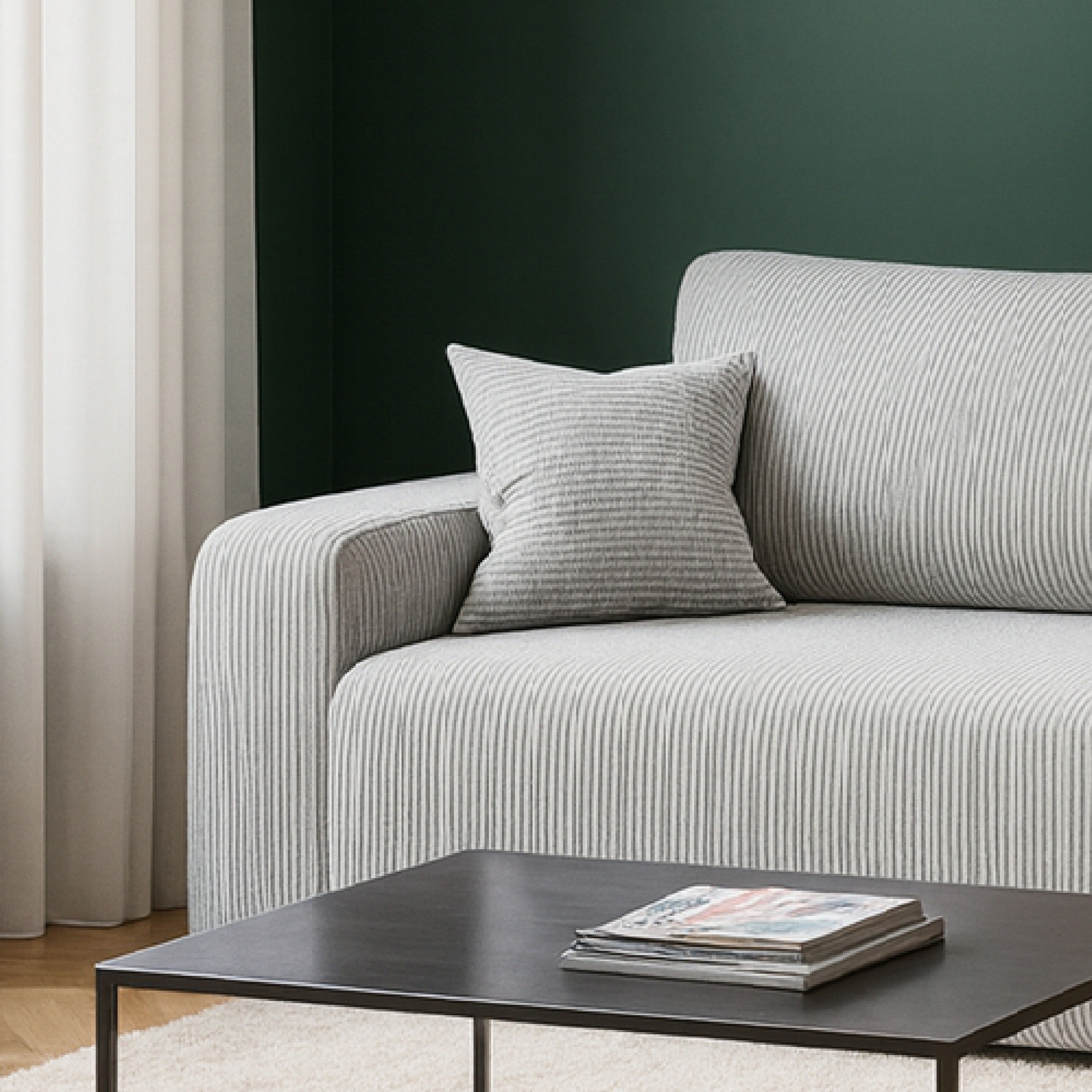 Ecksofa Austin 244x145 cm Cord Silbergrau Poso 110 - Interbed
