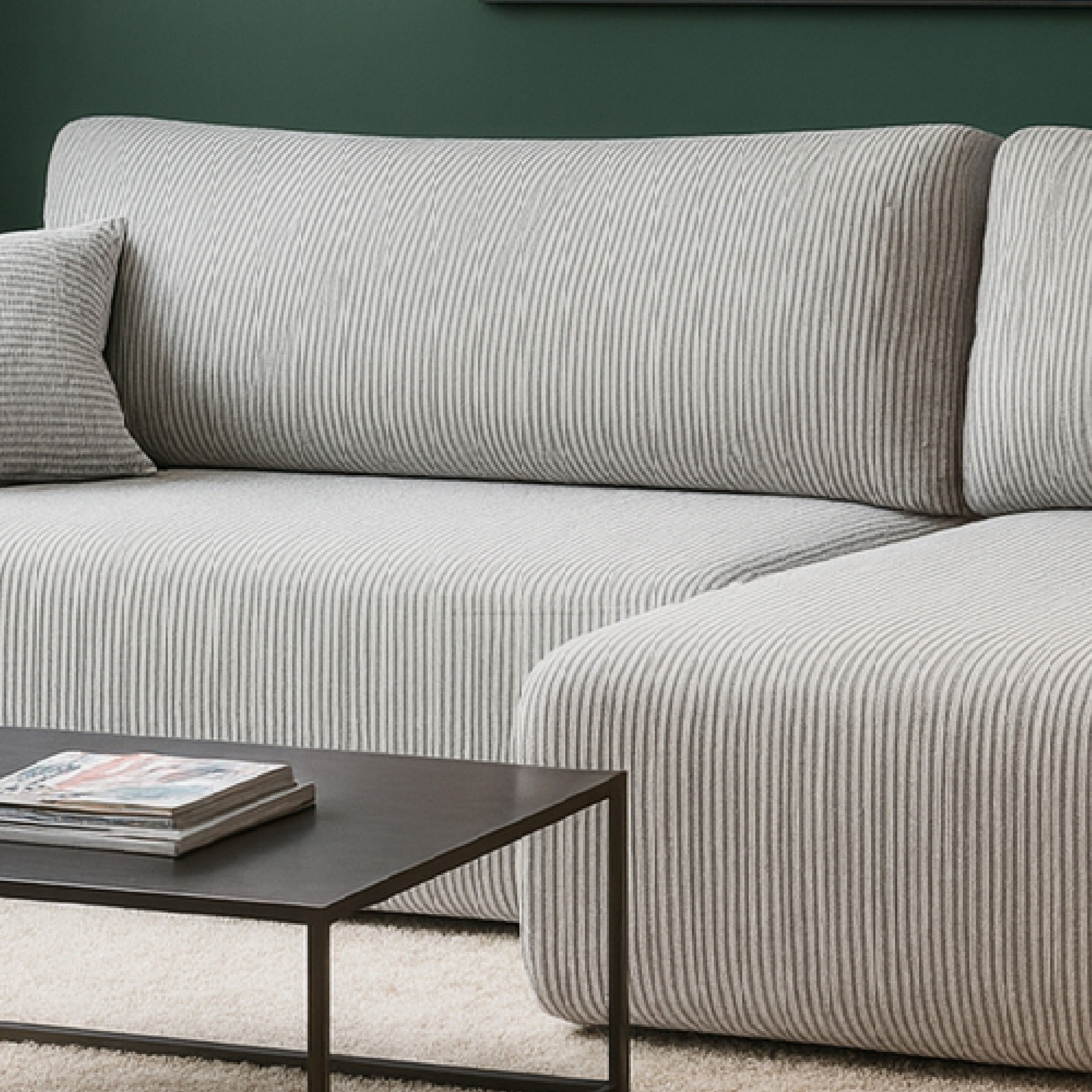 Ecksofa Austin 244x145 cm Cord Silbergrau Poso 110 - Interbed