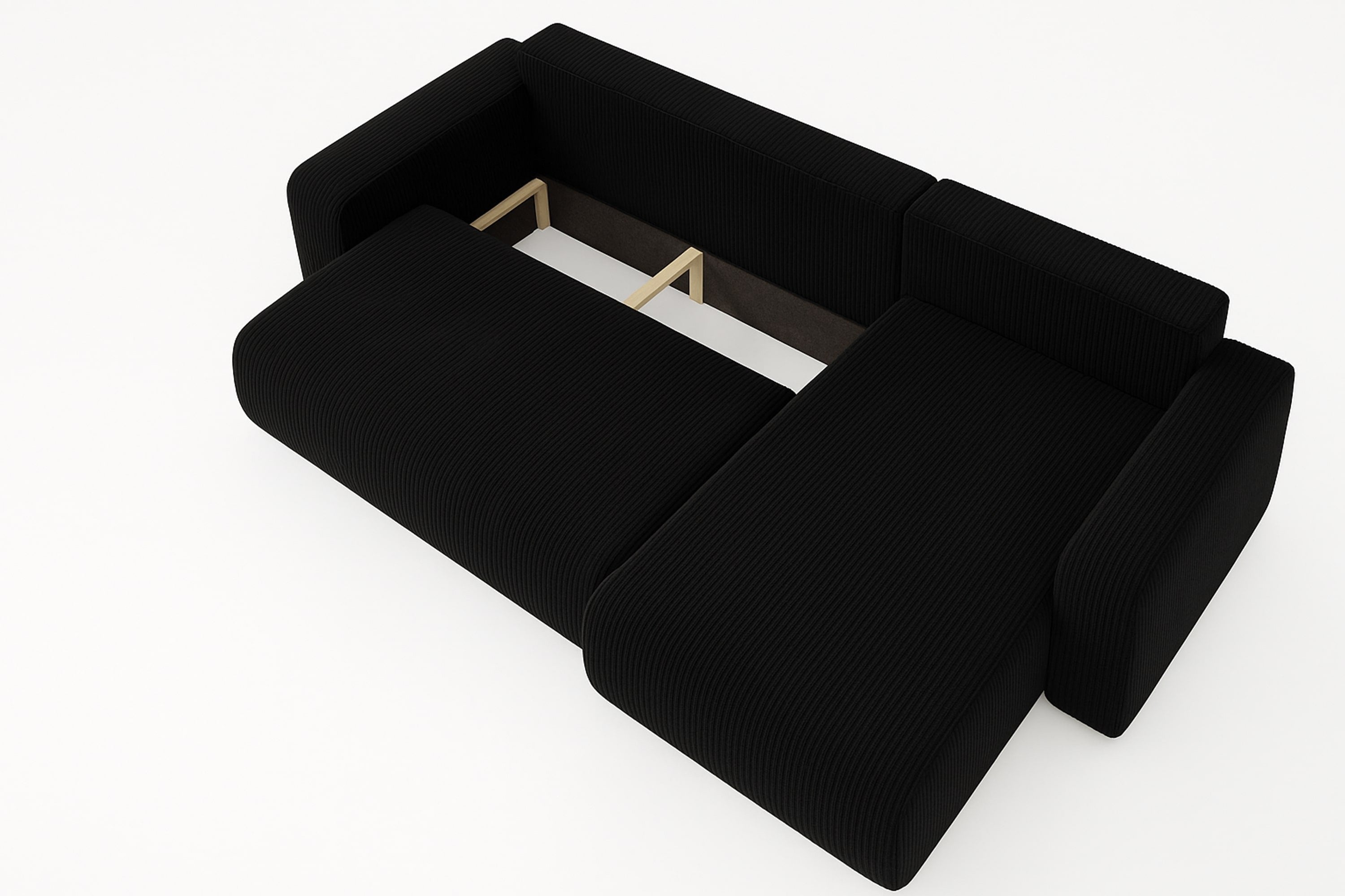 Ecksofa Austin 244x145 cm Cord Schwarz Poso 135 - Interbed