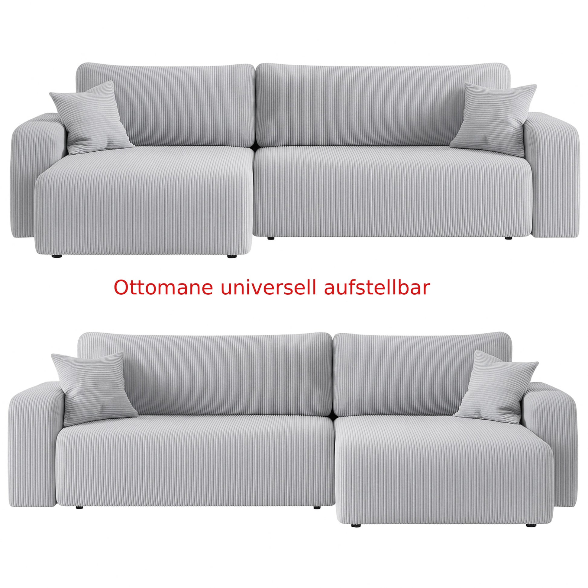 Ecksofa Austin 244x145 cm Cord Silbergrau Poso 110 - Interbed