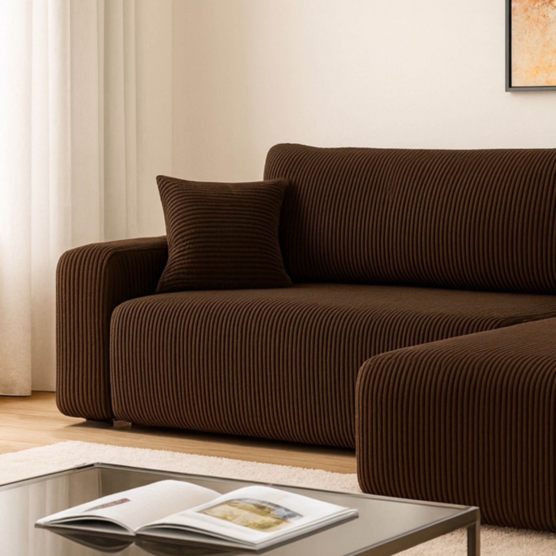 Ecksofa Austin 244x145 cm Cord Braun Poso 06 - Interbed