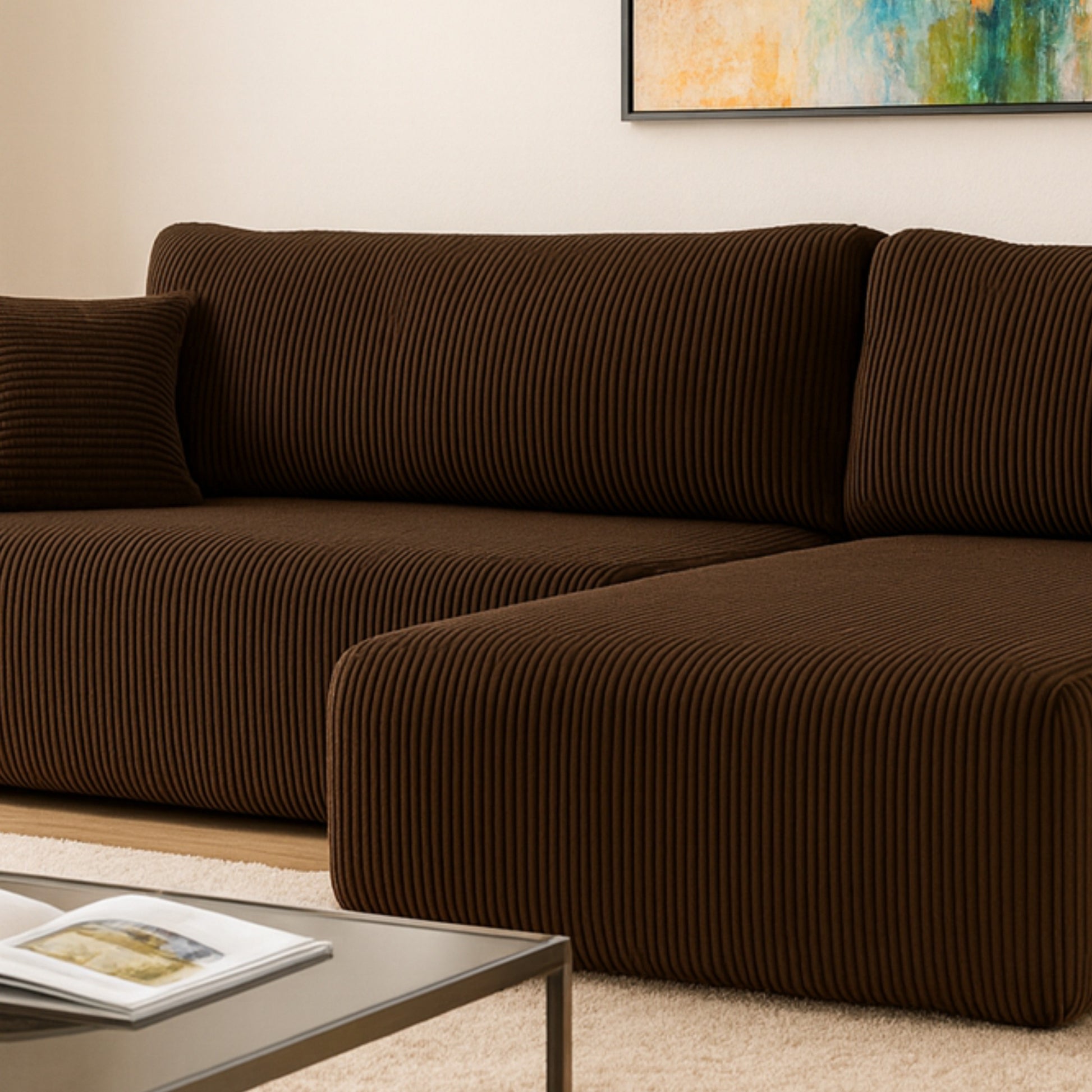 Ecksofa Austin 244x145 cm Cord Braun Poso 06 - Interbed