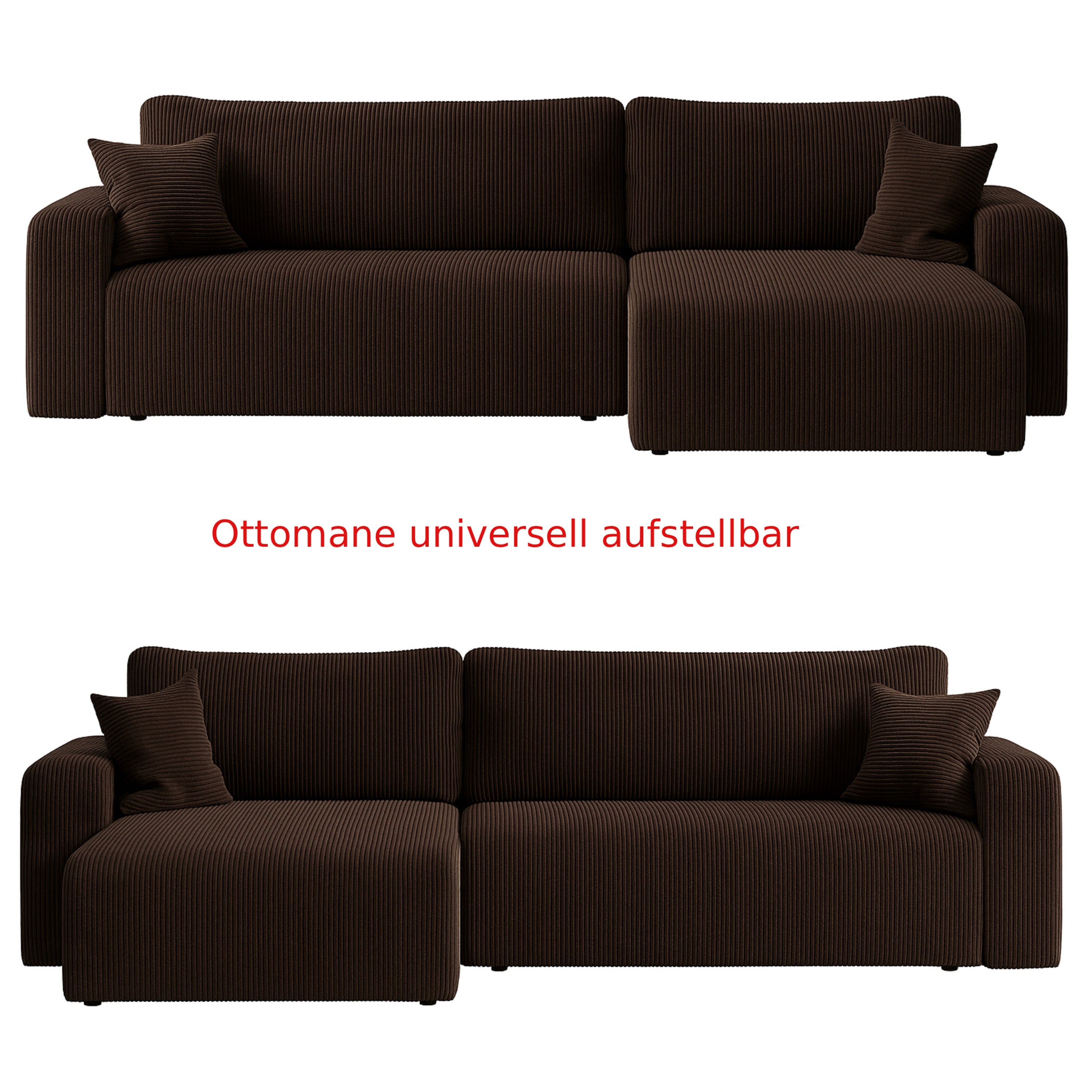 Ecksofa Austin 244x145 cm Cord Braun Poso 06 - Interbed