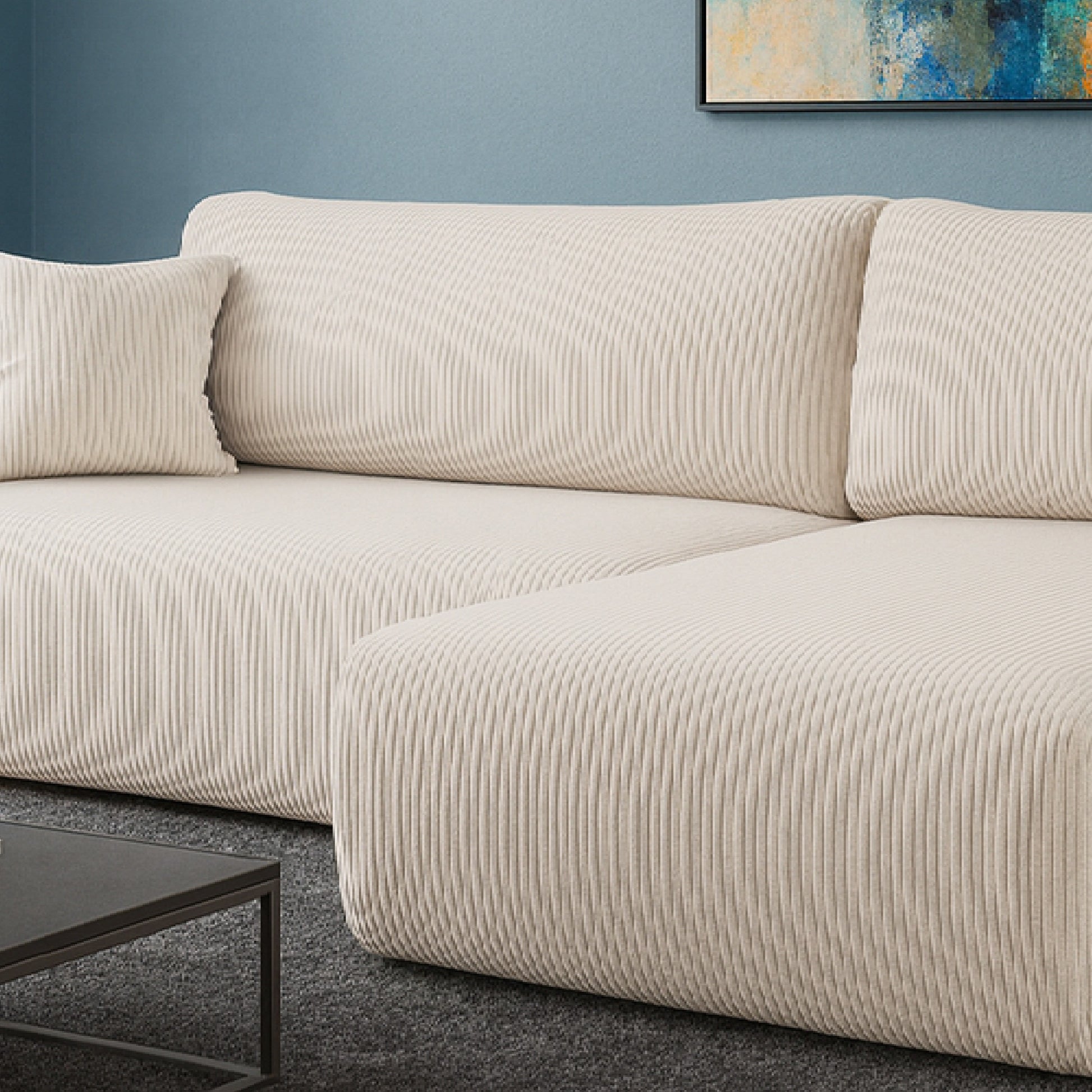 Ecksofa Austin 244x145 cm Cord Creme Poso 100 - Interbed
