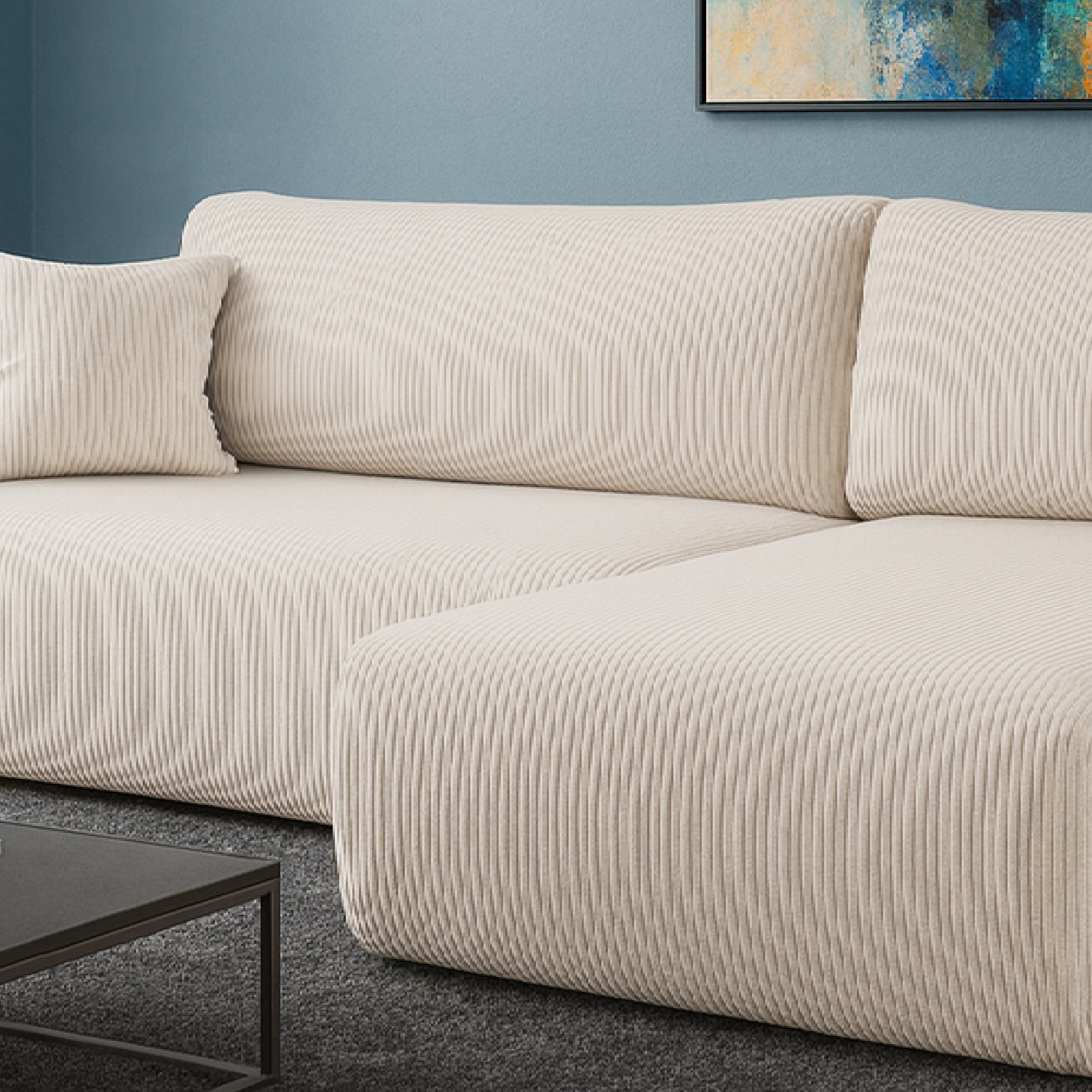 Ecksofa Austin 244x145 cm Cord Creme Poso 100 - Interbed