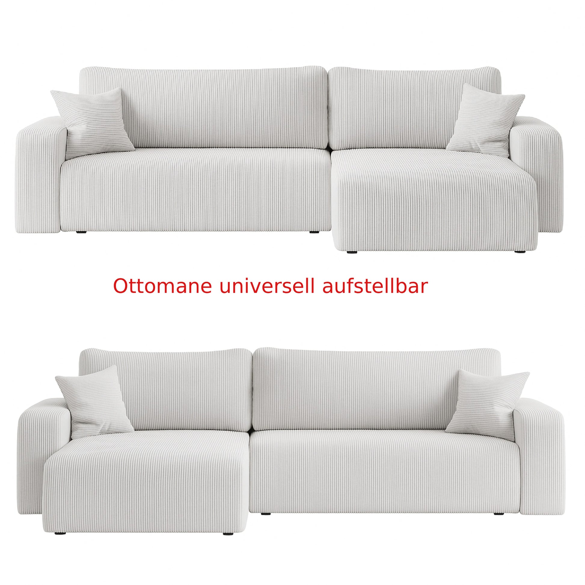 Ecksofa Austin 244x145 cm Cord Creme Poso 100 - Interbed