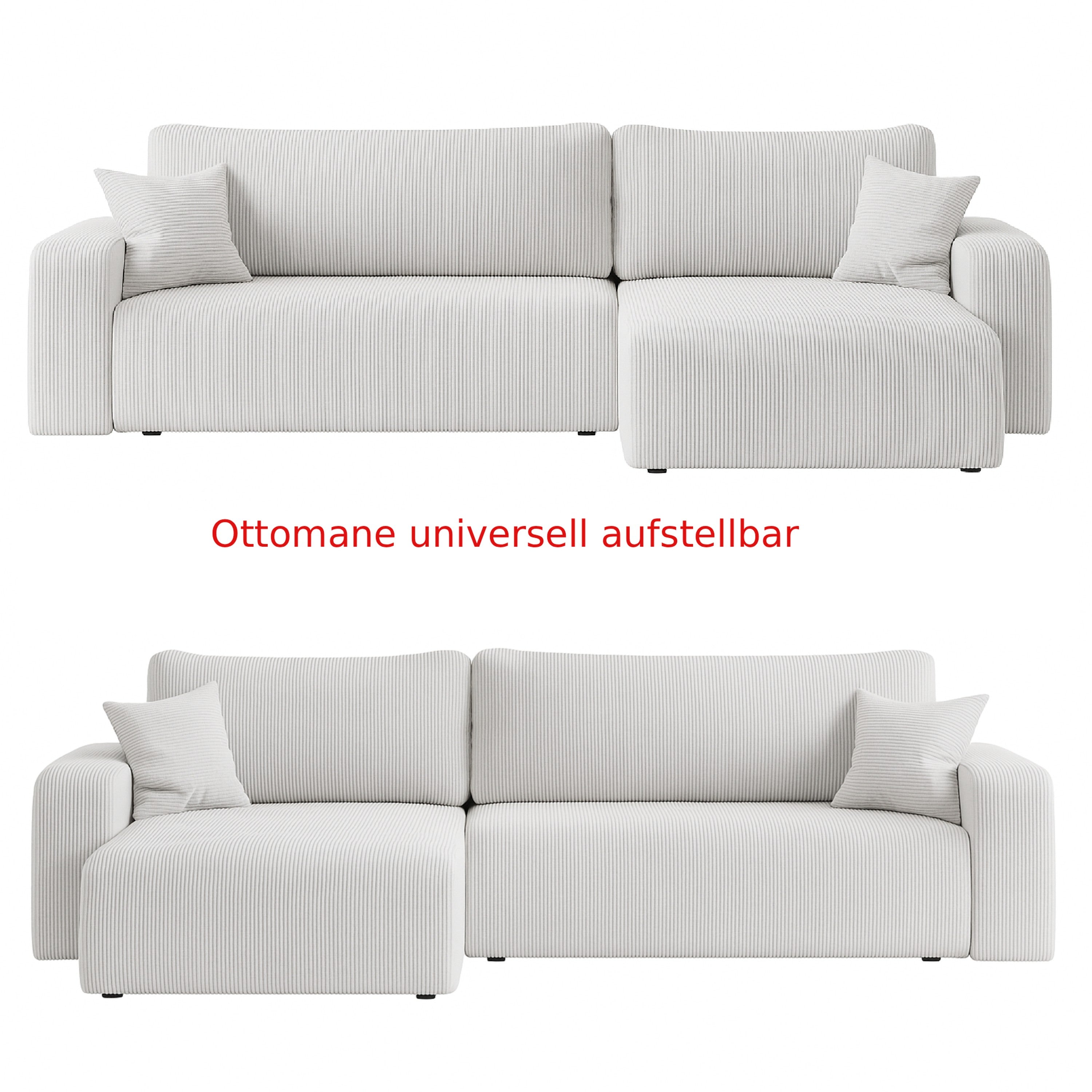 Ecksofa Austin 244x145 cm Cord Creme Poso 100 - Interbed