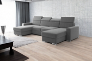 Wohnlandschaft VALENCIA U-Form Anthrazit – Bettfunktion & Bettkasten - Interbed