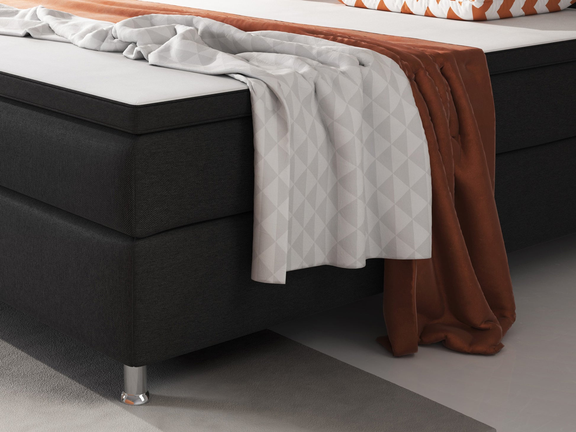 Boxspringbett Berlin 140x200 cm Webstoff Schwarz - Interbed