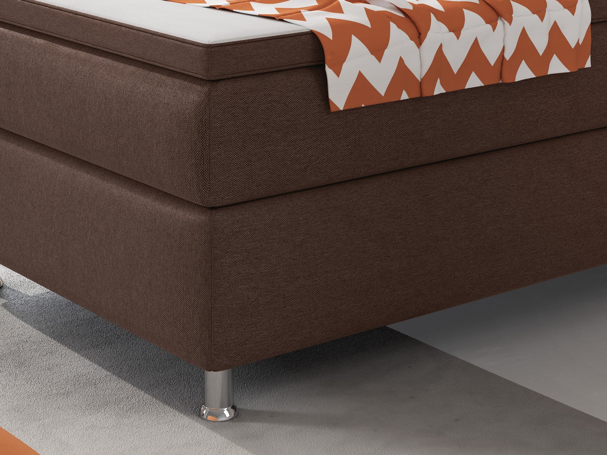 Boxspringbett Berlin 90x200 cm Webstoff Braun Boxspring Optik - Interbed