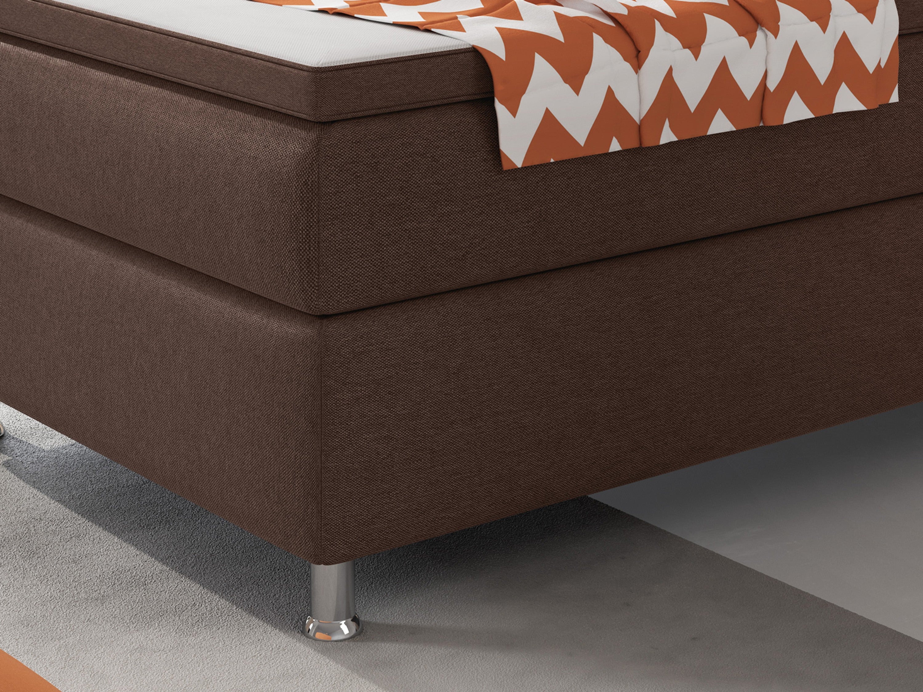 Boxspringbett Berlin 90x200 cm Webstoff Braun Boxspring Optik - Interbed