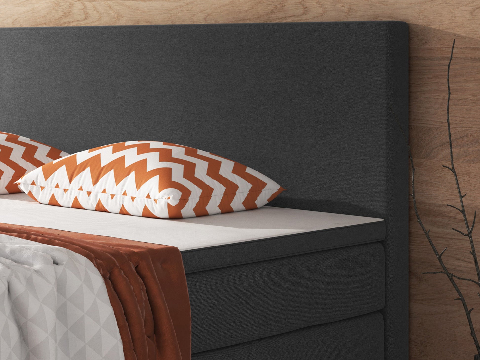 Boxspringbett Berlin 140x200 cm Webstoff Anthrazit - Interbed