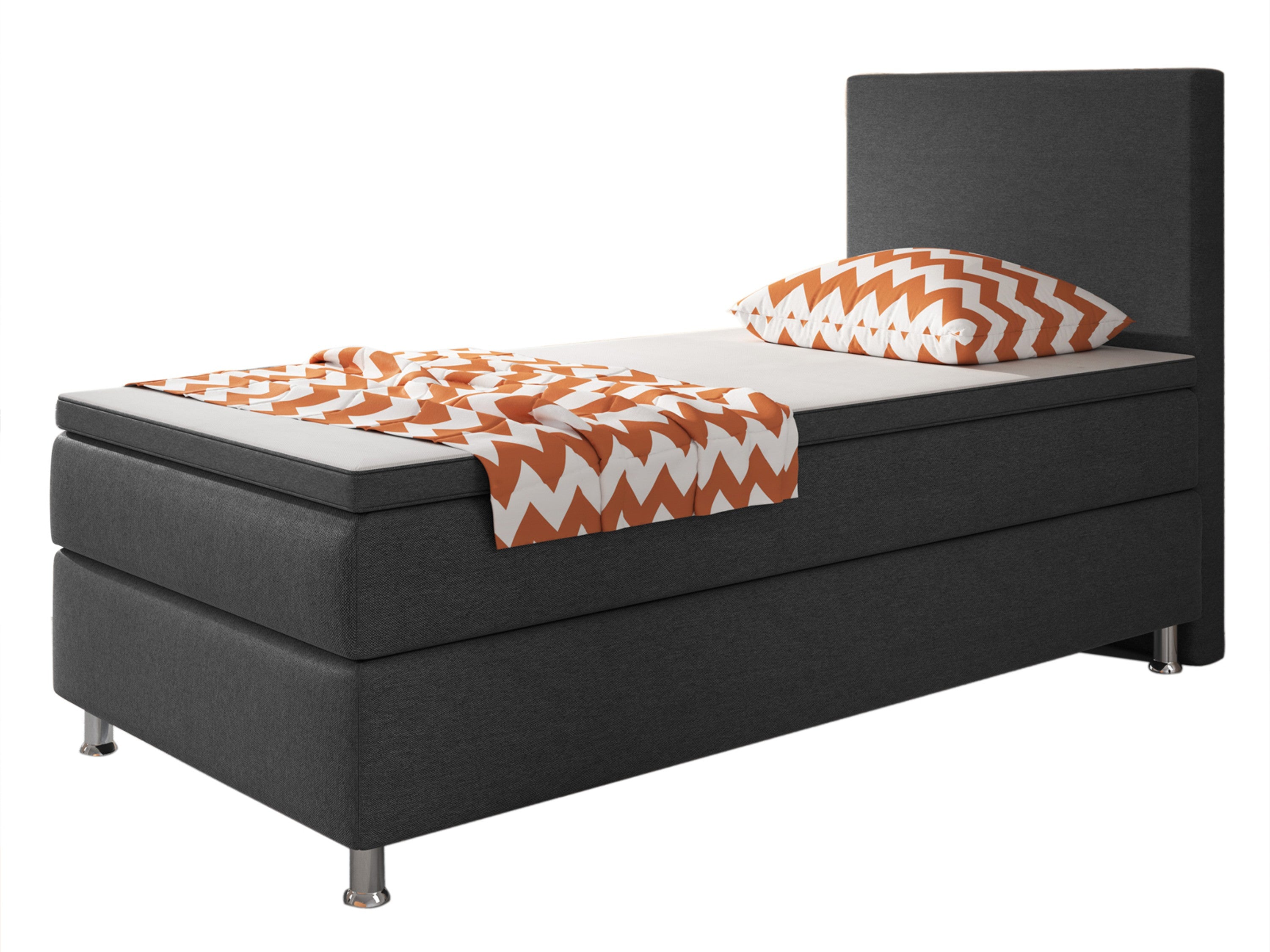 Boxspringbett Berlin 90x200 cm Webstoff Antrazit Boxspring Optik - Interbed
