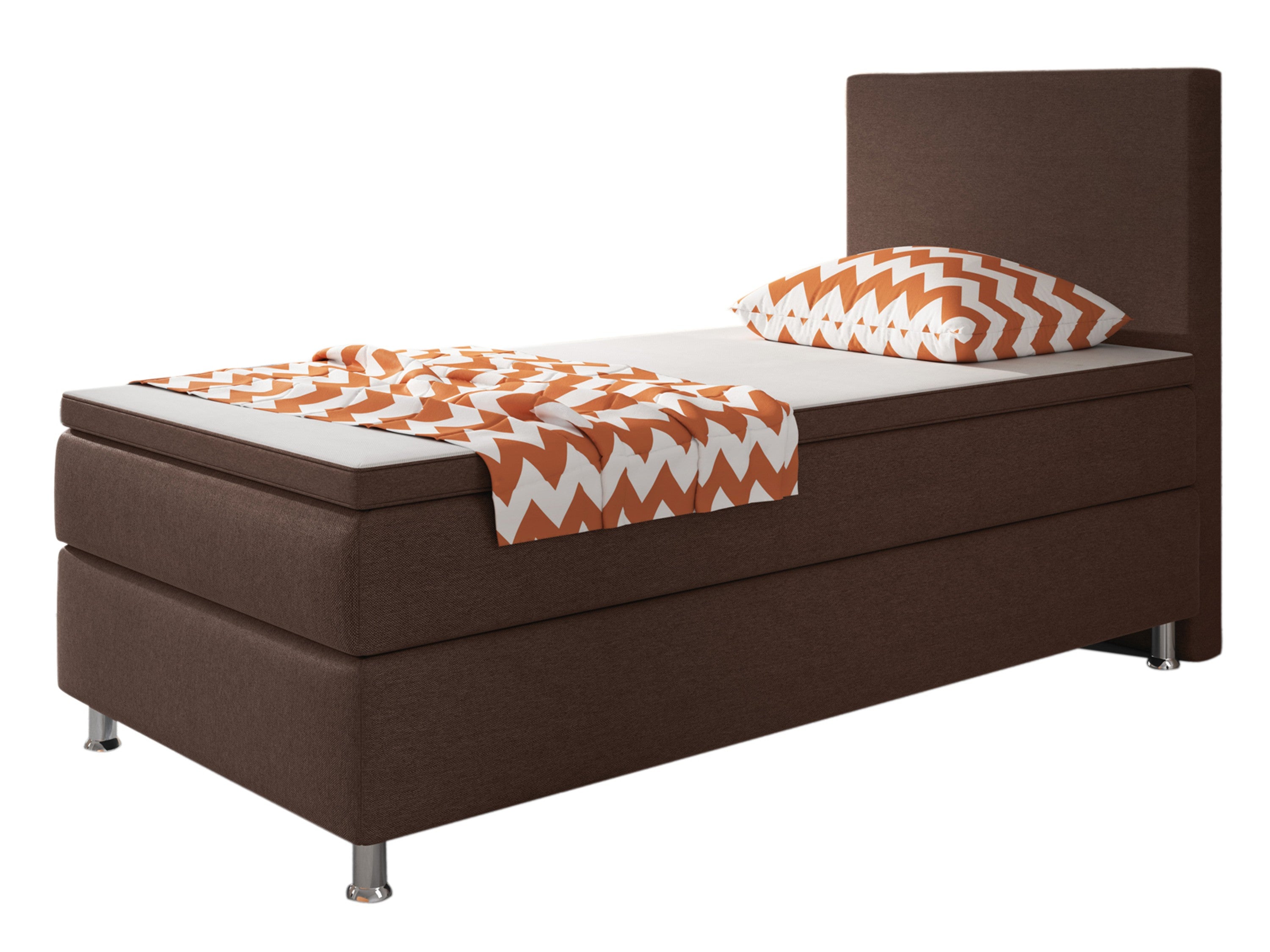 Boxspringbett Berlin 90x200 cm Webstoff Braun Boxspring Optik - Interbed