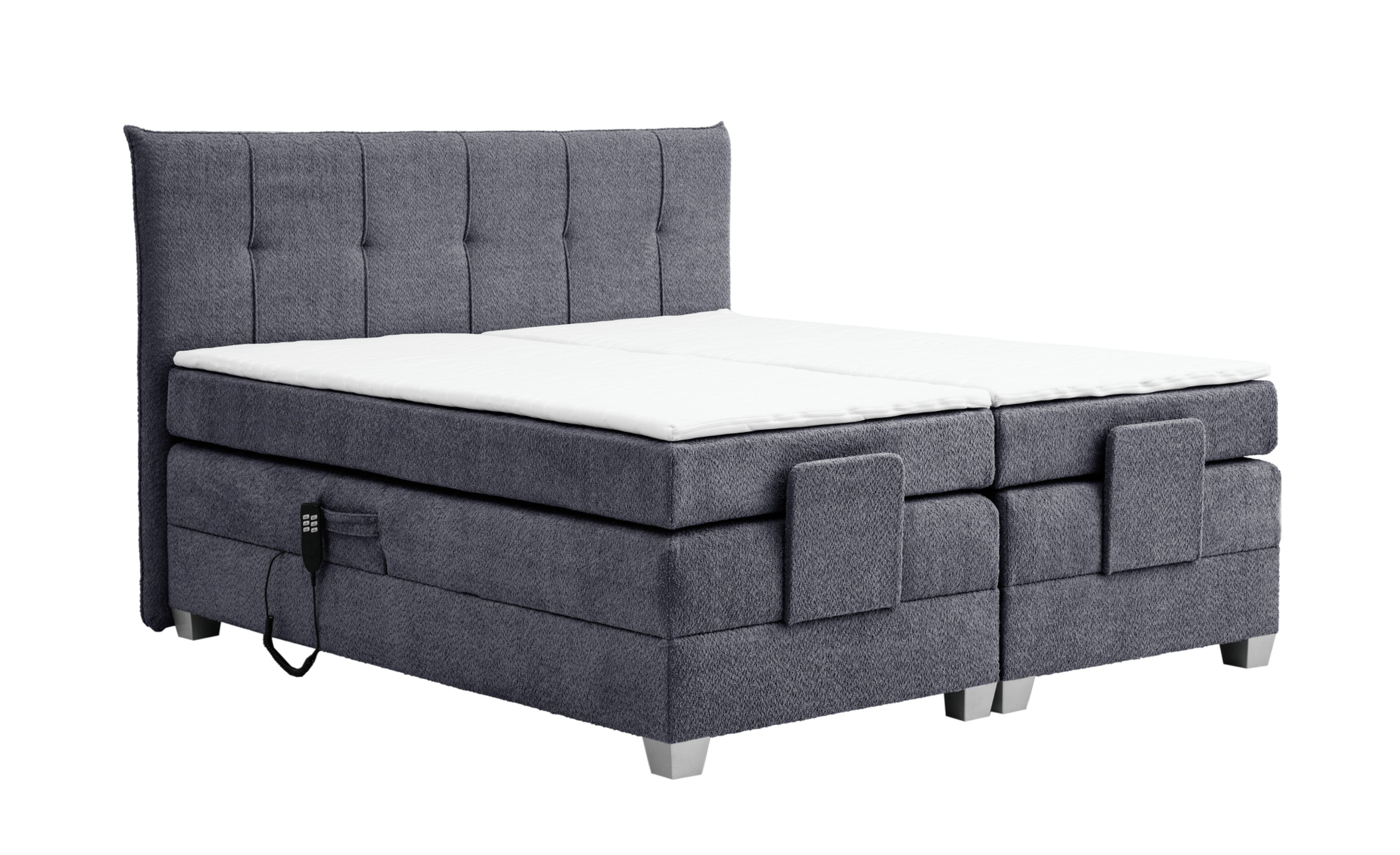 Boxspringbett BERN 200x200 cm mit Motor anthrazit Coral 80 - Interbed