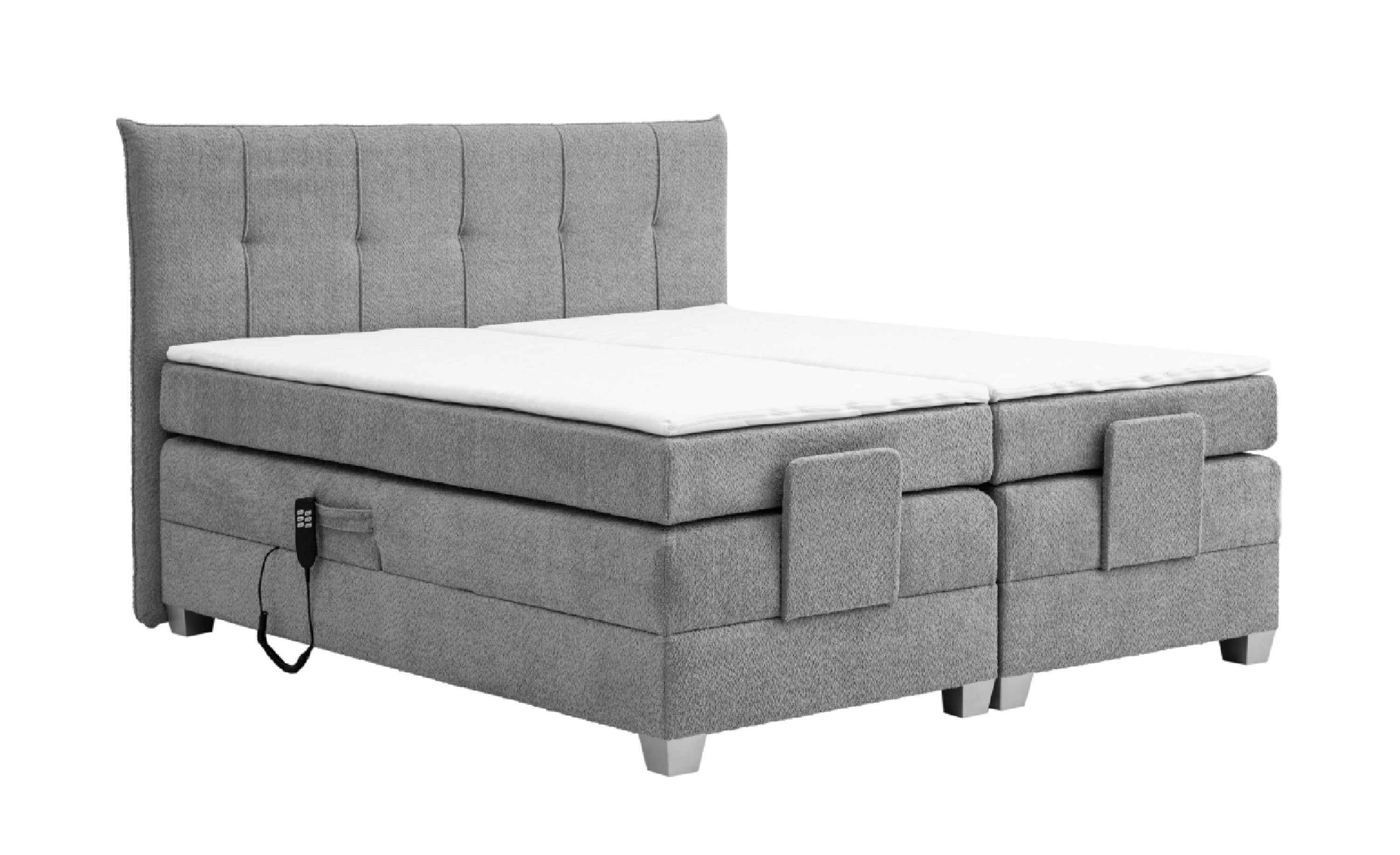 Boxspringbett BERN 200x200 cm mit Motor grau Coral 75 - Interbed
