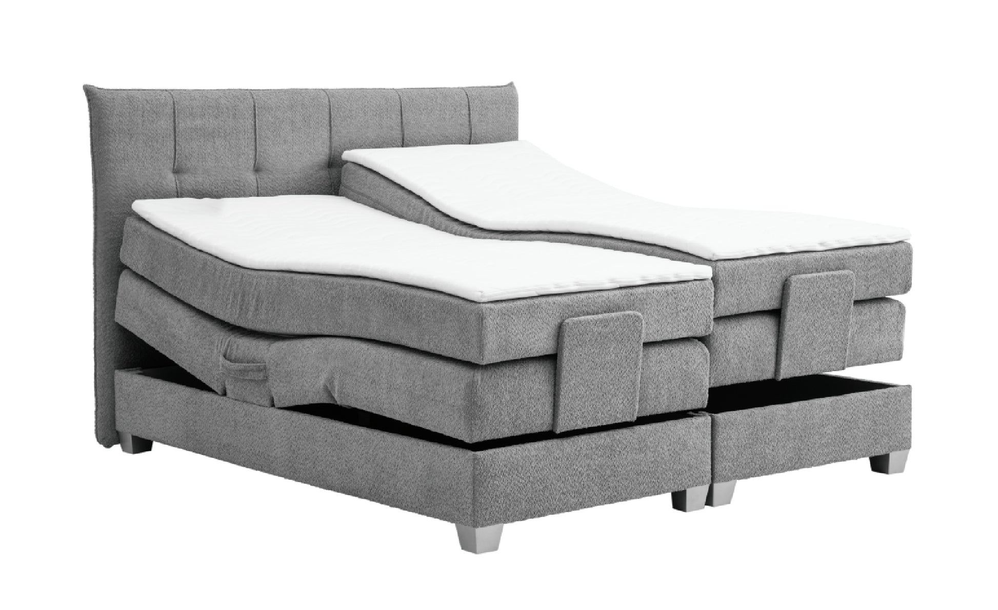 Boxspringbett BERN 200x200 cm mit Motor grau Coral 75 - Interbed