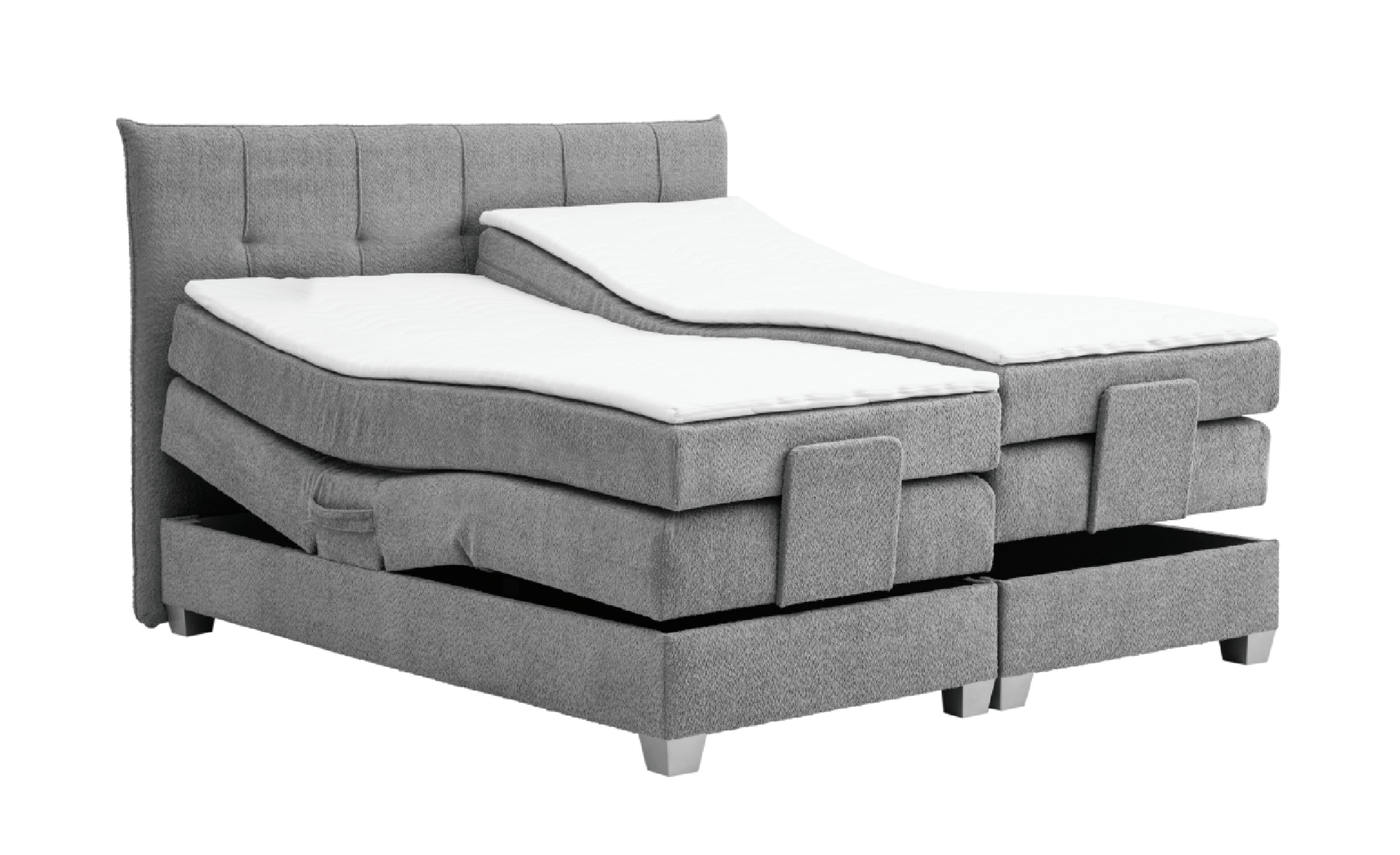 Boxspringbett BERN 200x200 cm mit Motor grau Coral 75 - Interbed