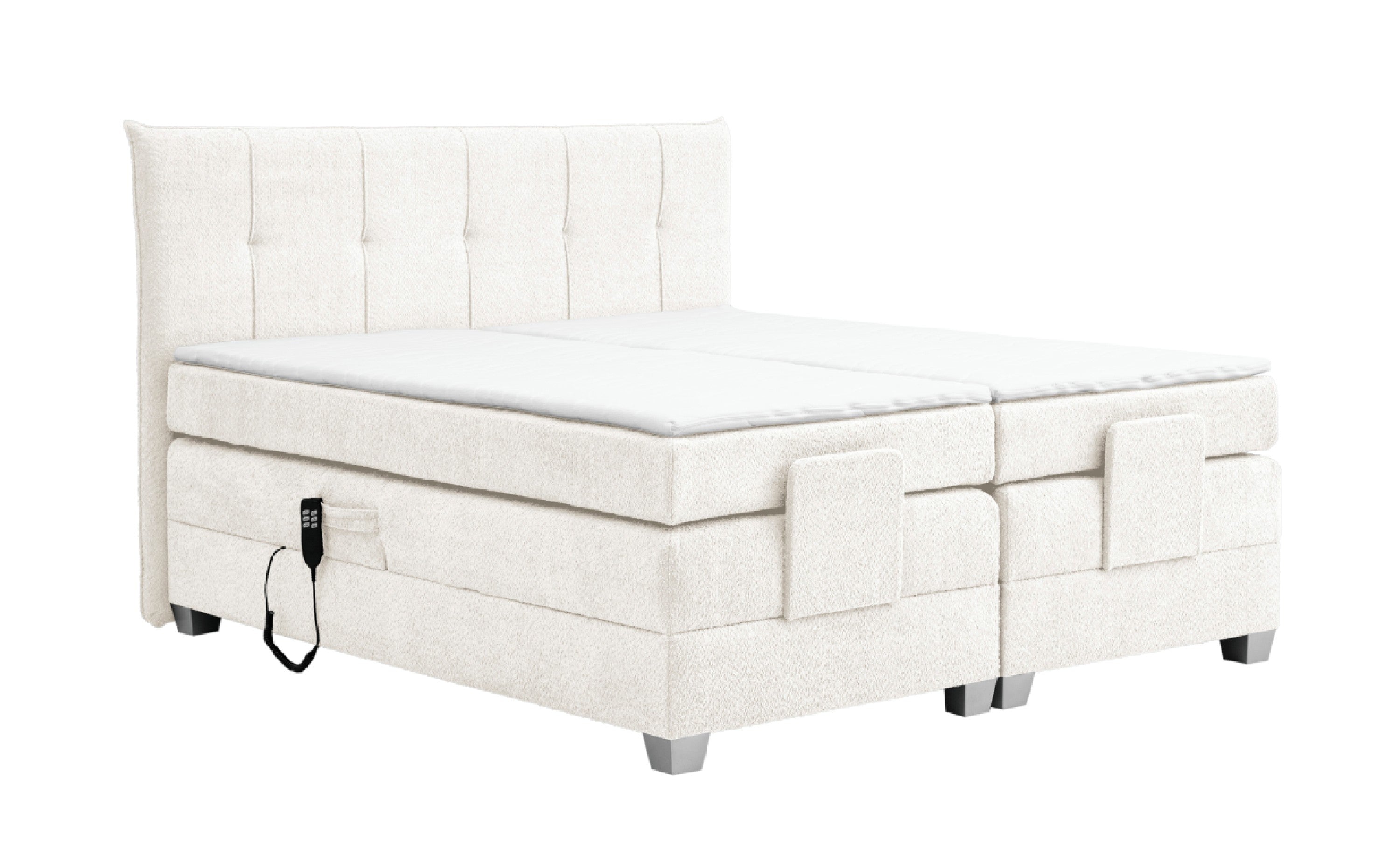 Boxspringbett BERN 200x200 cm mit Motor weiß Coral 70 - Interbed