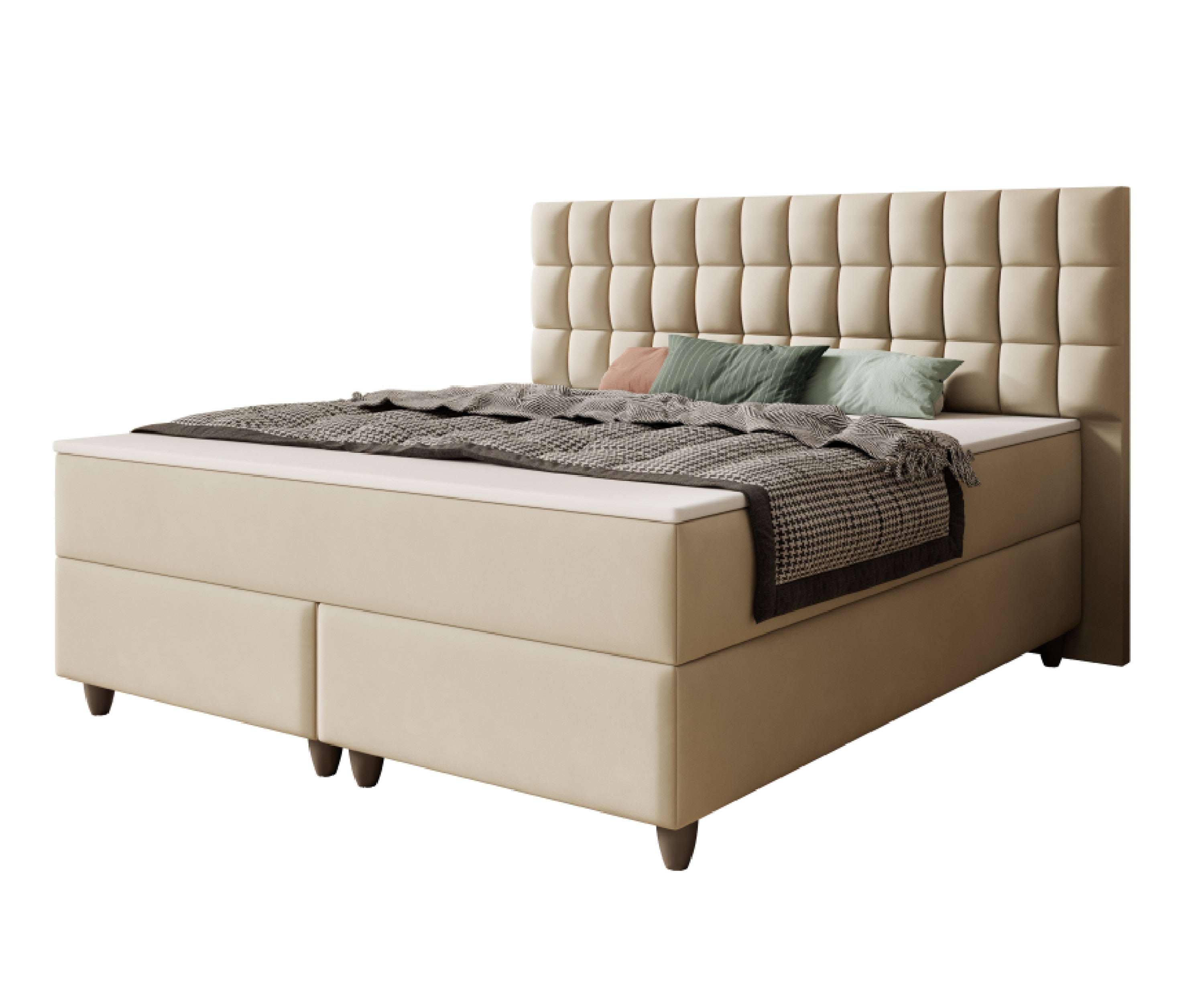 Boxspringbett WIEN 180x200cm Beige TFK - Deren 02