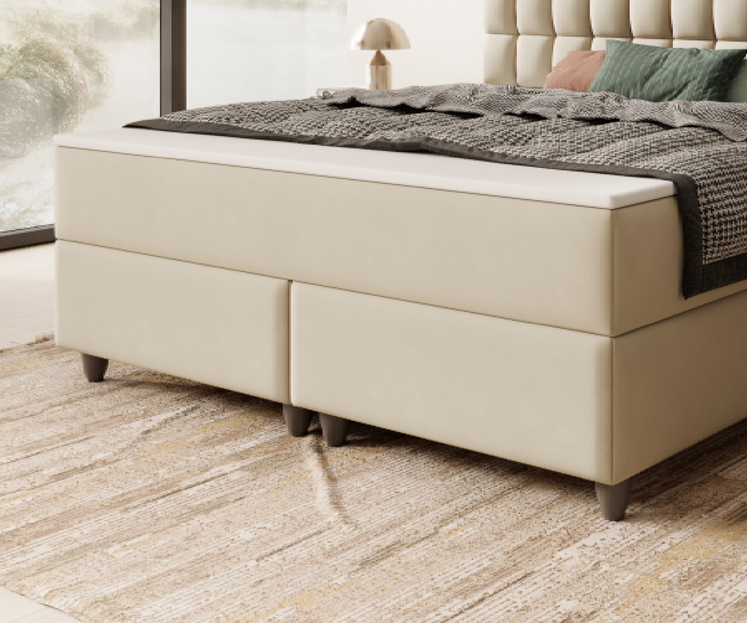 Boxspringbett WIEN 180x200cm Beige TFK - Deren 02